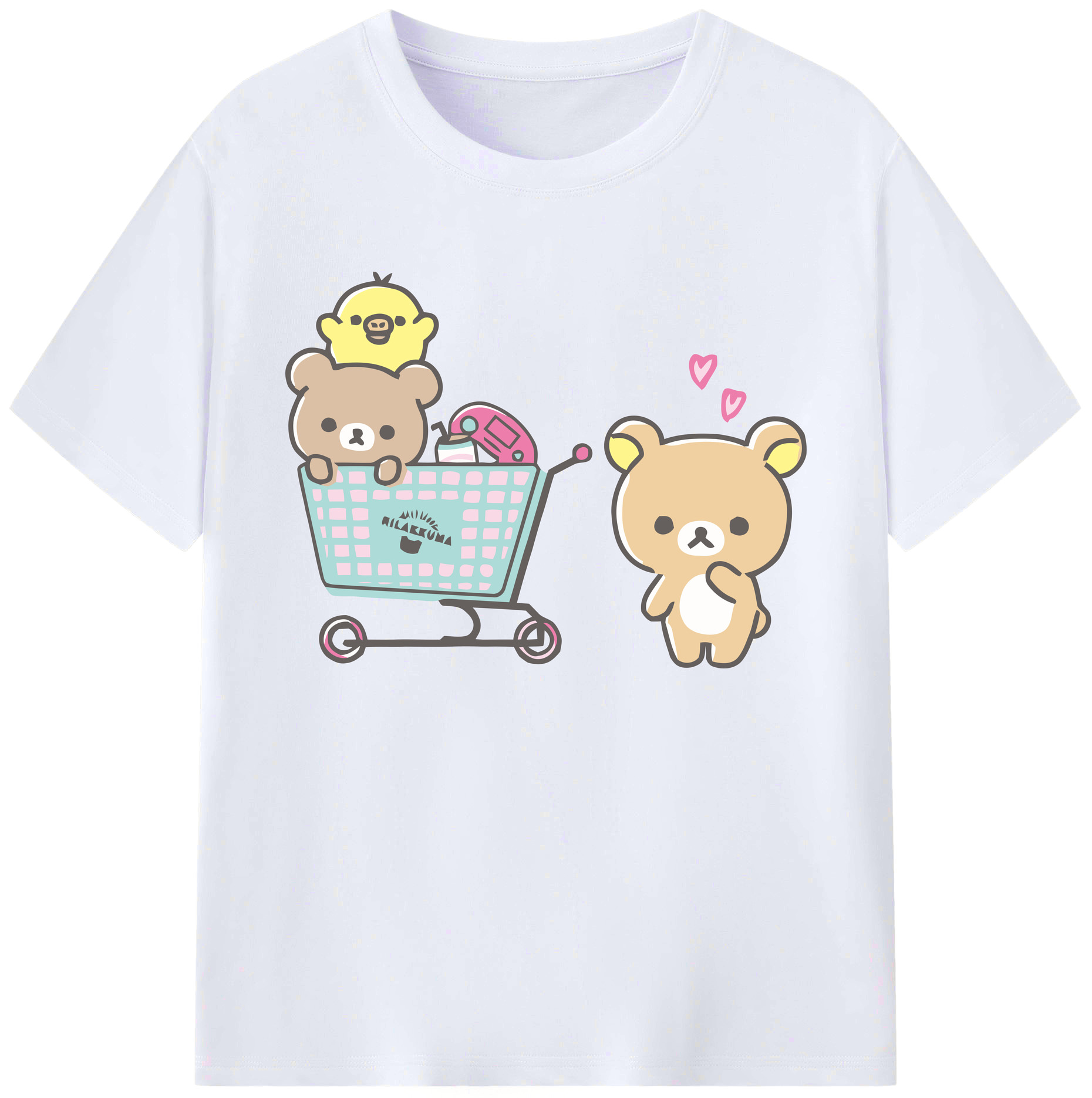 （画像用） リラックマ リラックマ キイロイトリ Rilakkuma Korilakkuma Kiiroitori 綿100％ メンズ半袖Tシャツ｜肌触りやわらか＆通気性