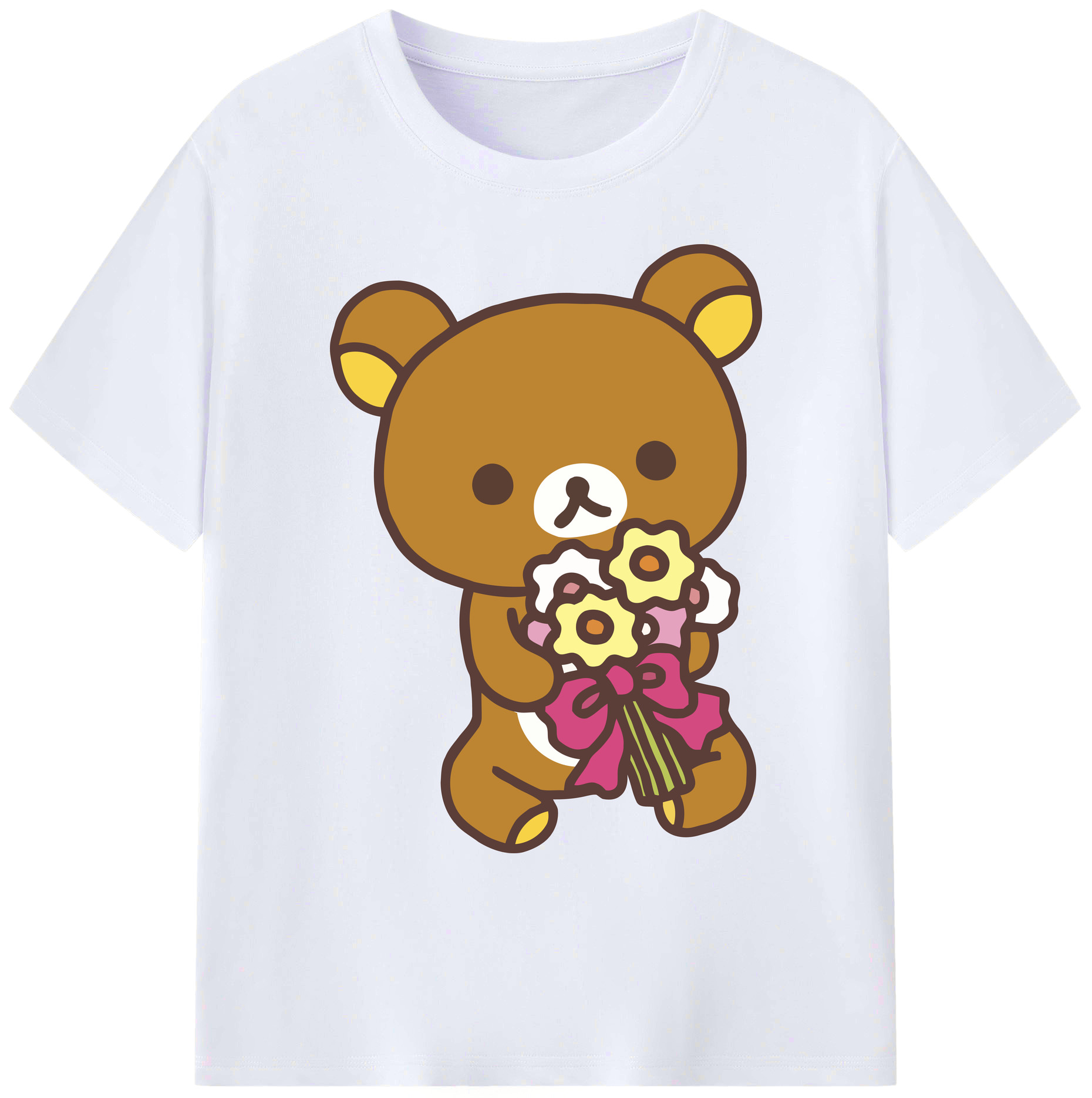 （画像用） リラックマ リラックマ キイロイトリ Rilakkuma Korilakkuma Kiiroitori 綿100％ メンズ半袖Tシャツ｜肌触りやわらか＆通気性