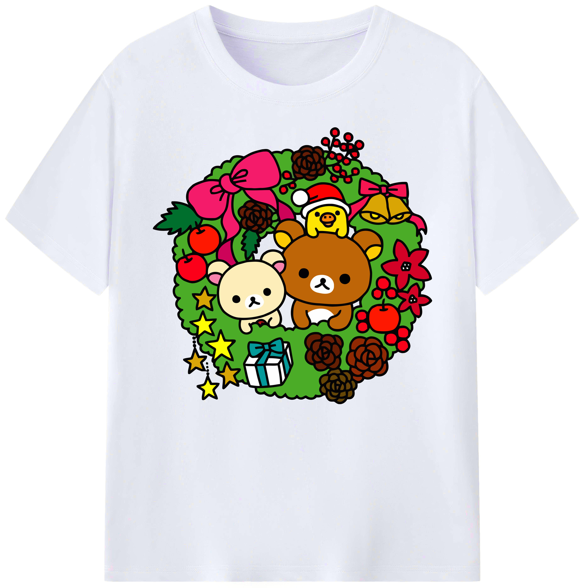 （画像用） リラックマ リラックマ キイロイトリ Rilakkuma Korilakkuma Kiiroitori 綿100％ メンズ半袖Tシャツ｜肌触りやわらか＆通気性