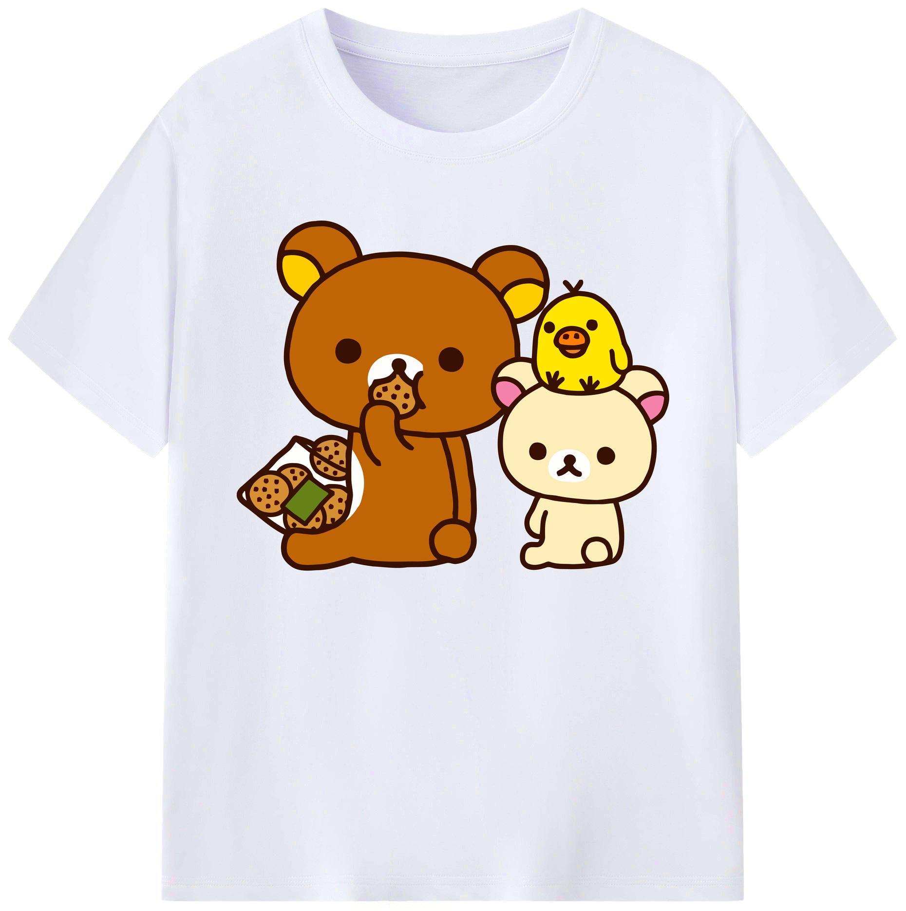 （画像用） リラックマ リラックマ キイロイトリ Rilakkuma Korilakkuma Kiiroitori 綿100％ メンズ半袖Tシャツ｜肌触りやわらか＆通気性