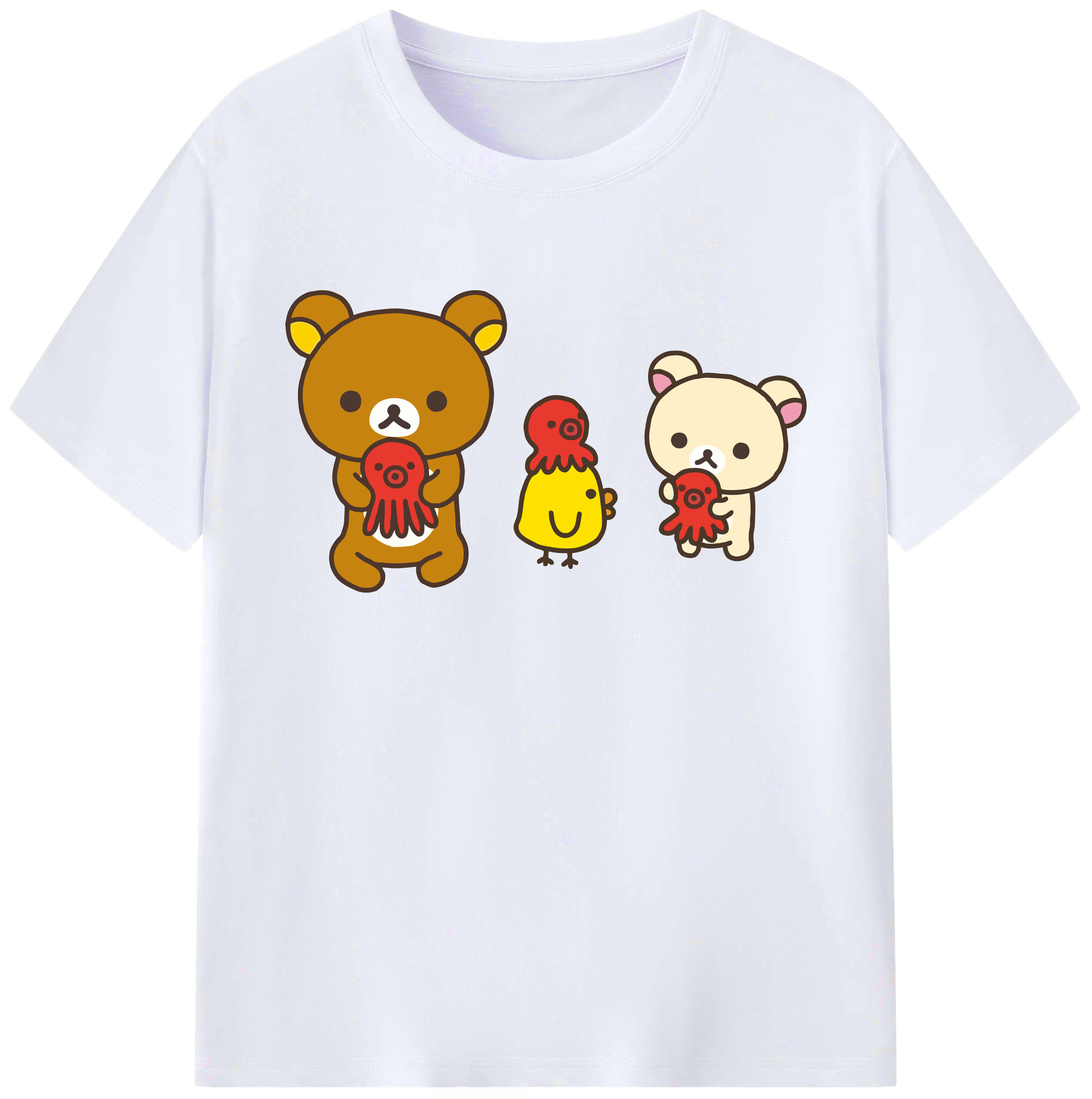 （画像用） リラックマ リラックマ キイロイトリ Rilakkuma Korilakkuma Kiiroitori 綿100％ メンズ半袖Tシャツ｜肌触りやわらか＆通気性