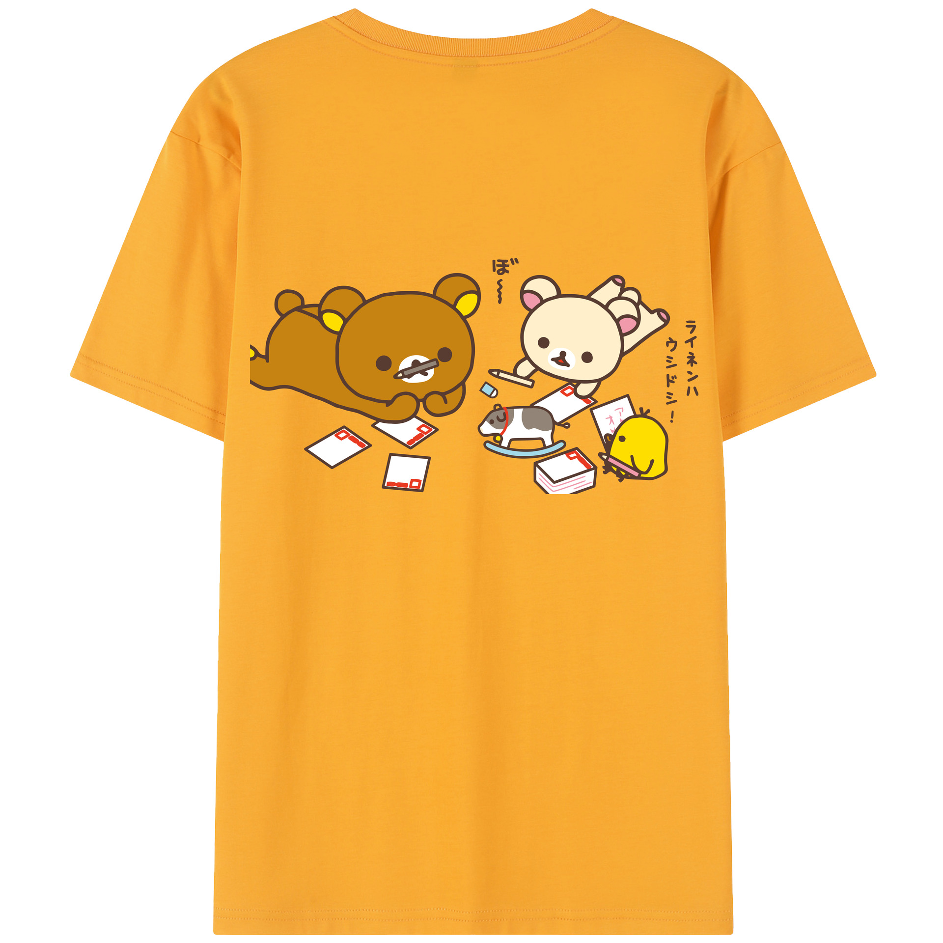 （画像用） リラックマ リラックマ キイロイトリ Rilakkuma Korilakkuma Kiiroitori レディース半袖Tシャツ(バックプリント)
