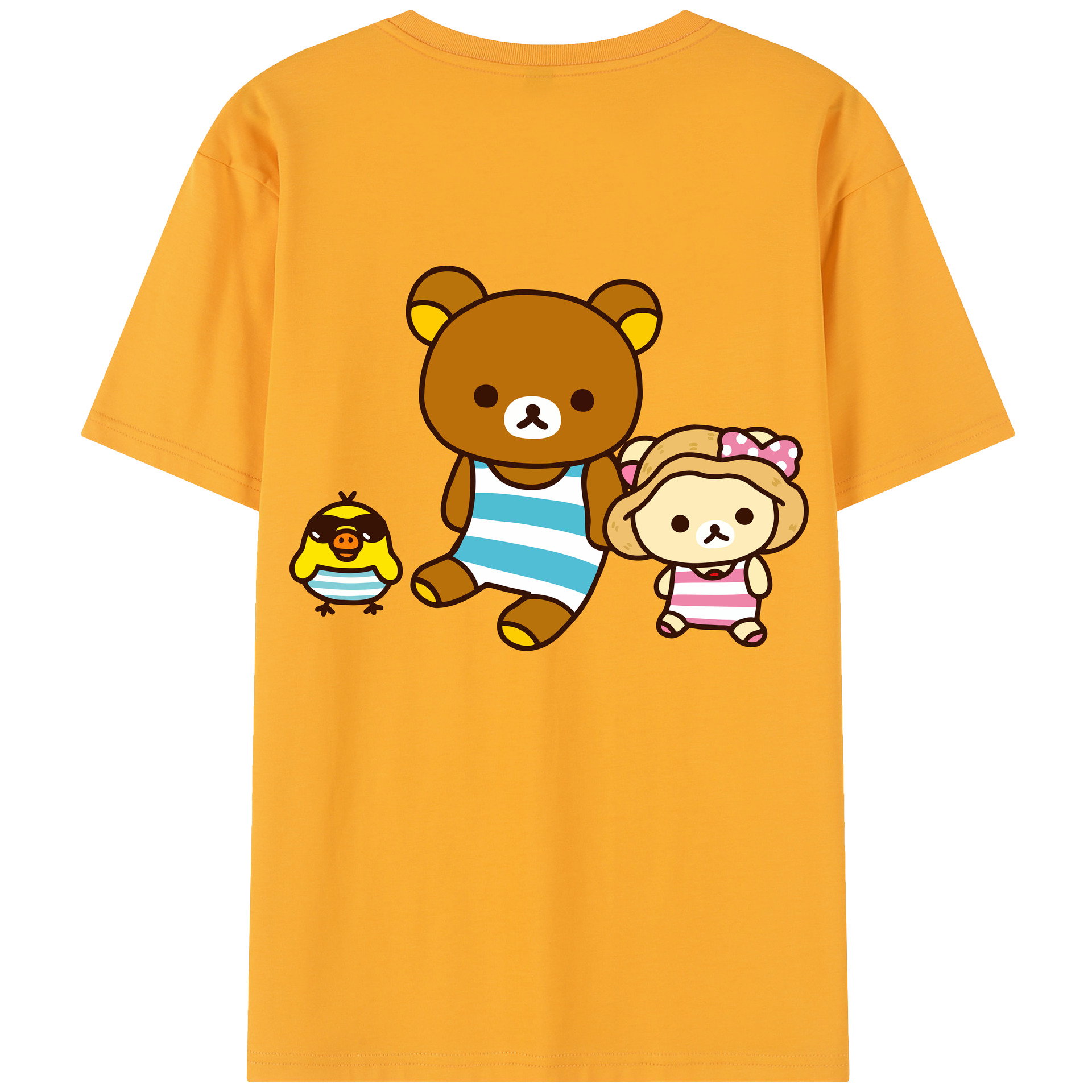 （画像用） リラックマ リラックマ キイロイトリ Rilakkuma Korilakkuma Kiiroitori レディース半袖Tシャツ(バックプリント)