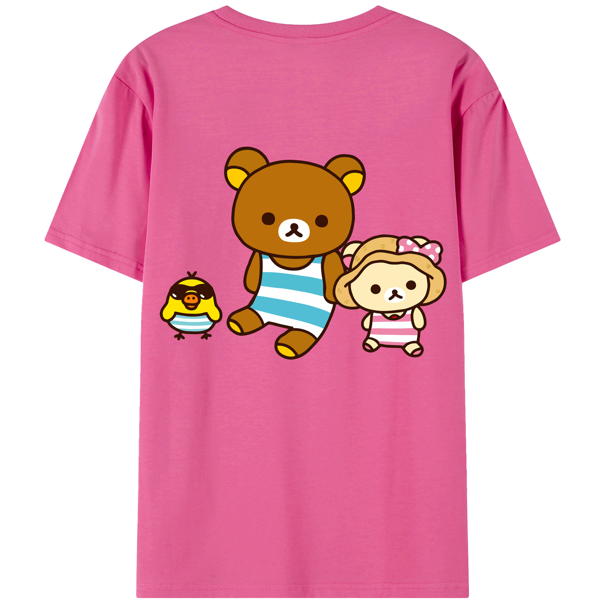 （画像用） リラックマ リラックマ キイロイトリ Rilakkuma Korilakkuma Kiiroitori レディース半袖Tシャツ(バックプリント)