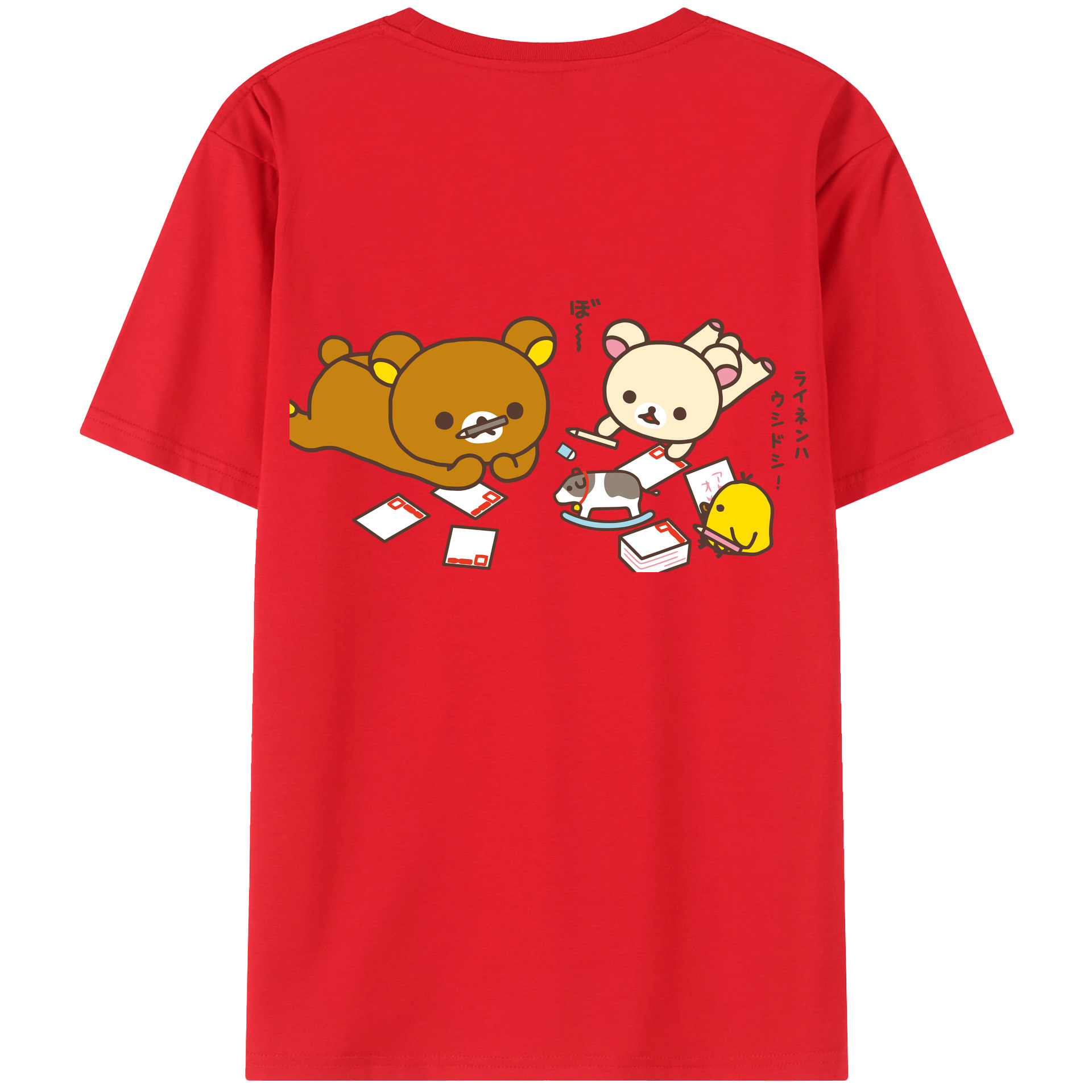 （画像用） リラックマ リラックマ キイロイトリ Rilakkuma Korilakkuma Kiiroitori レディース半袖Tシャツ(バックプリント)