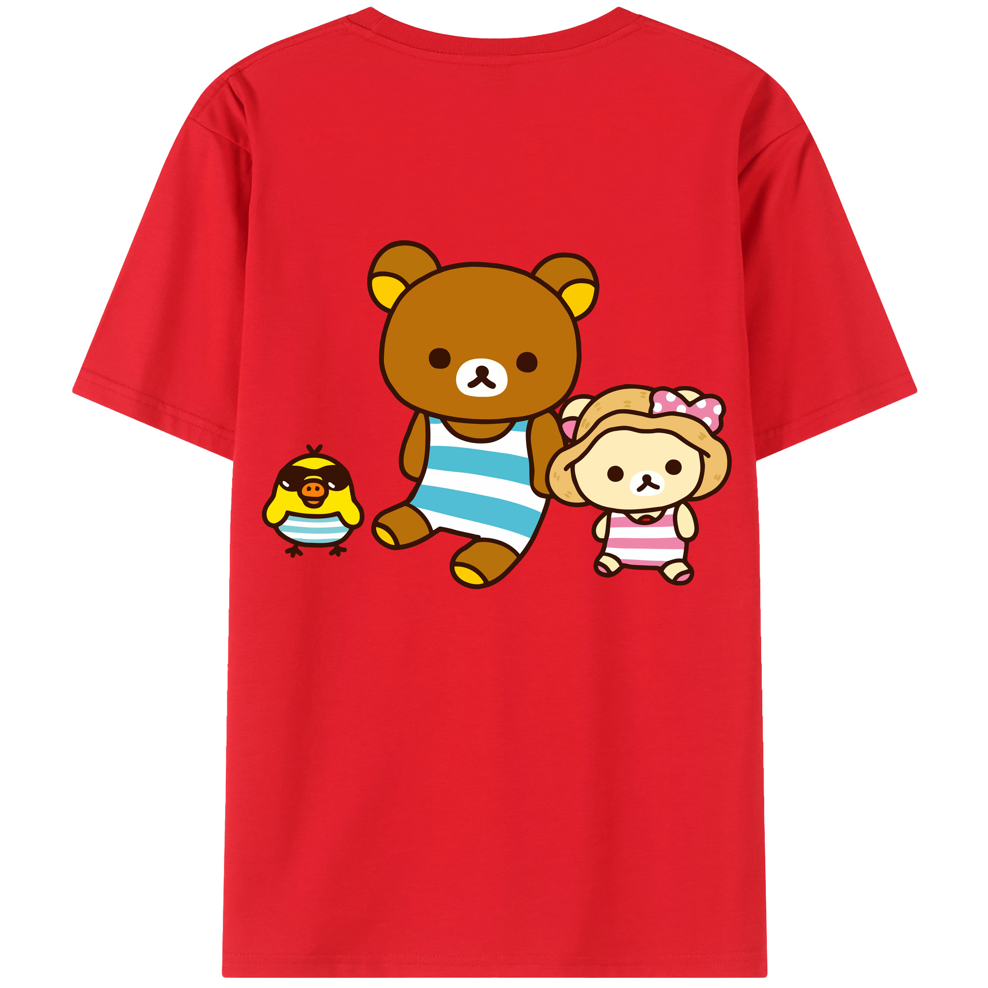 （画像用） リラックマ リラックマ キイロイトリ Rilakkuma Korilakkuma Kiiroitori レディース半袖Tシャツ(バックプリント)