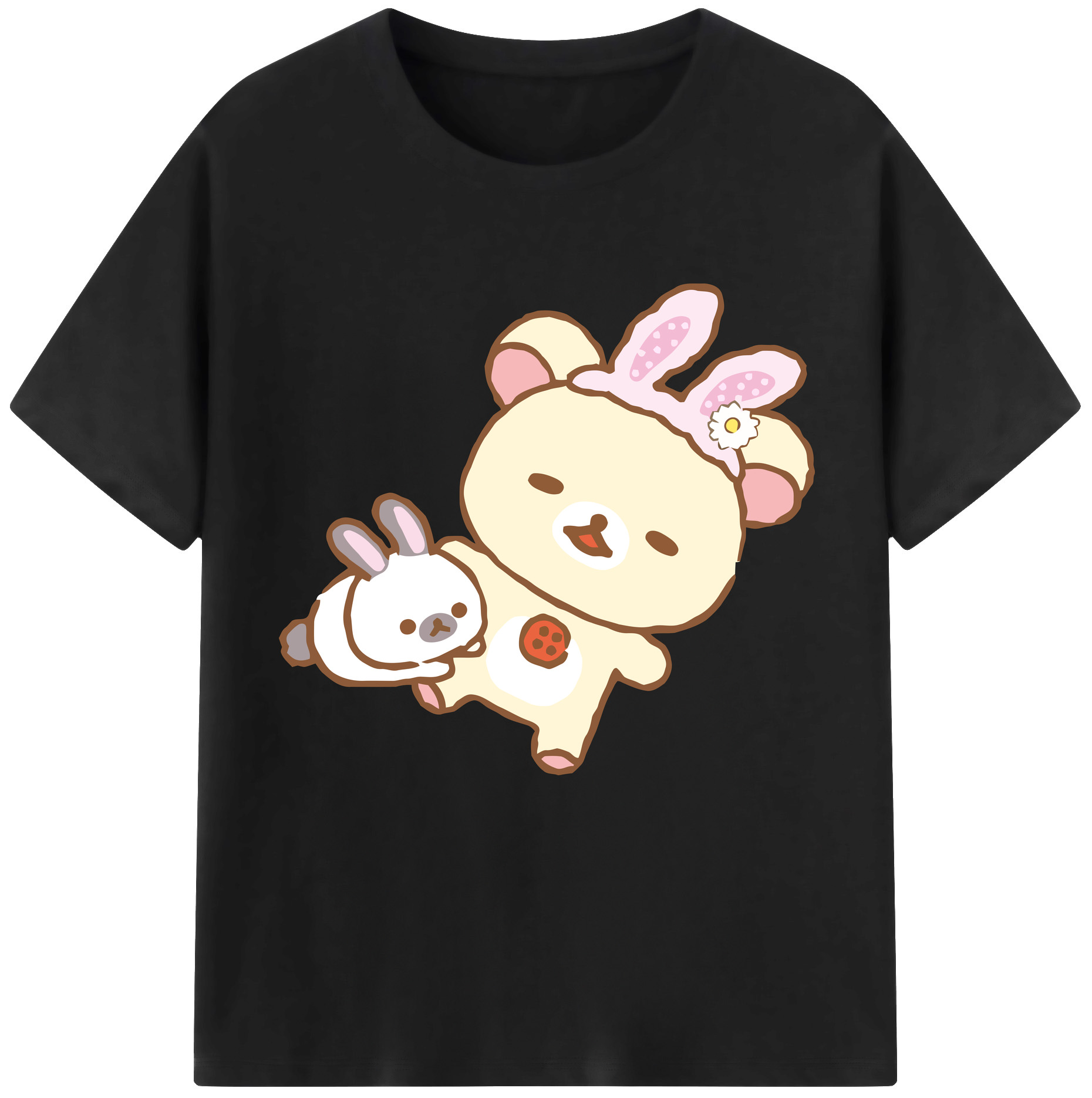 （画像用） リラックマ リラックマ キイロイトリ Rilakkuma Korilakkuma Kiiroitori レディースカジュアルプリントTシャツ（綿100％）