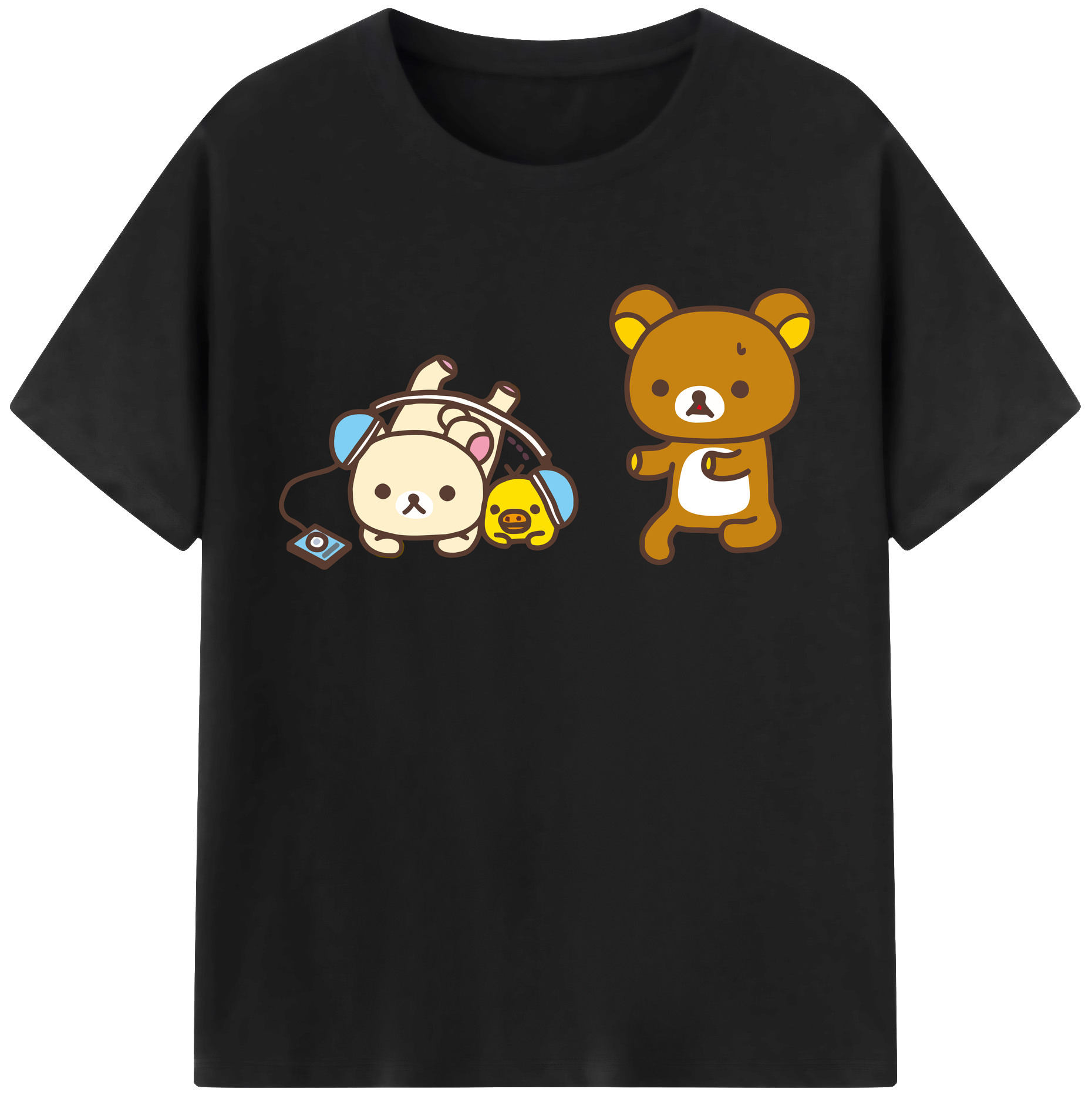 （画像用） リラックマ リラックマ キイロイトリ Rilakkuma Korilakkuma Kiiroitori レディースカジュアルプリントTシャツ（綿100％）