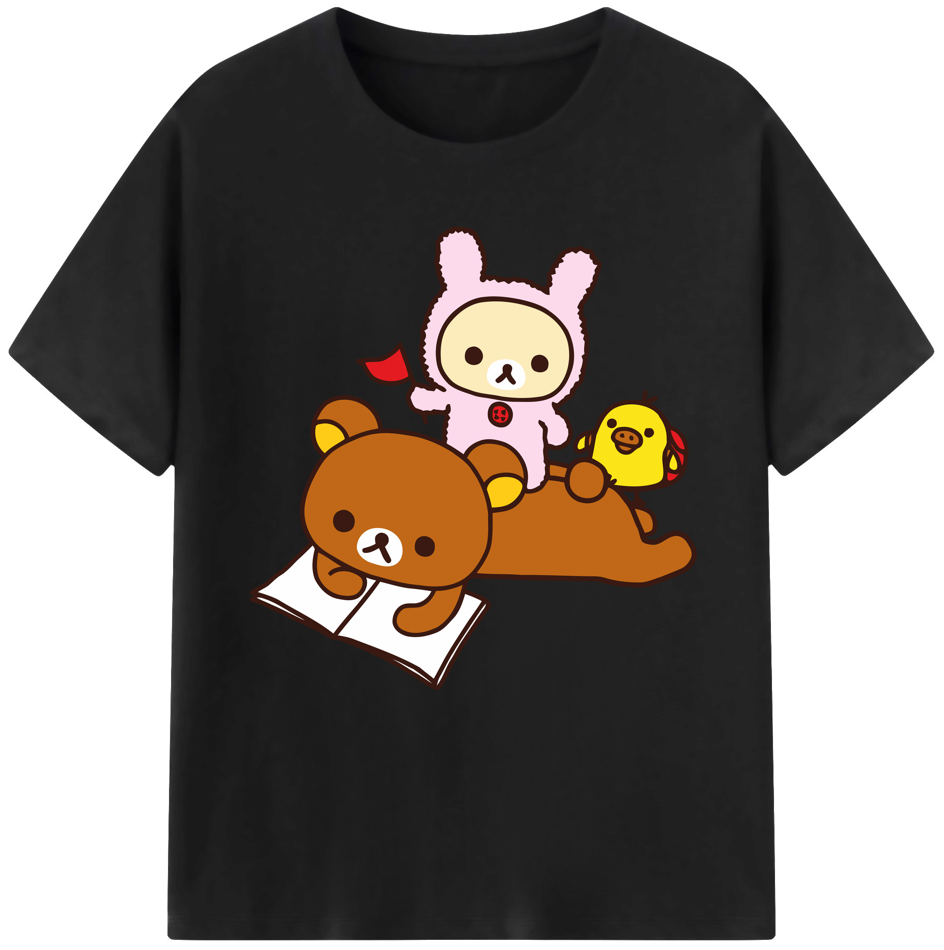 （画像用） リラックマ リラックマ キイロイトリ Rilakkuma Korilakkuma Kiiroitori レディースカジュアルプリントTシャツ（綿100％）