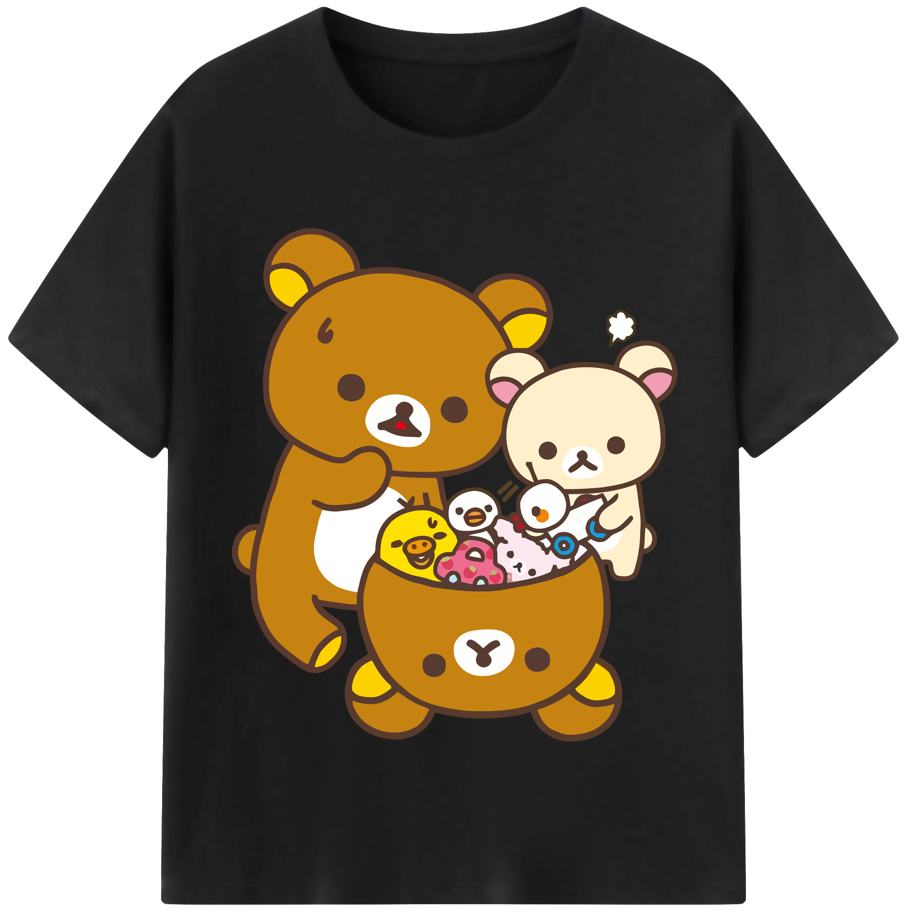 （画像用） リラックマ リラックマ キイロイトリ Rilakkuma Korilakkuma Kiiroitori レディースカジュアルプリントTシャツ（綿100％）