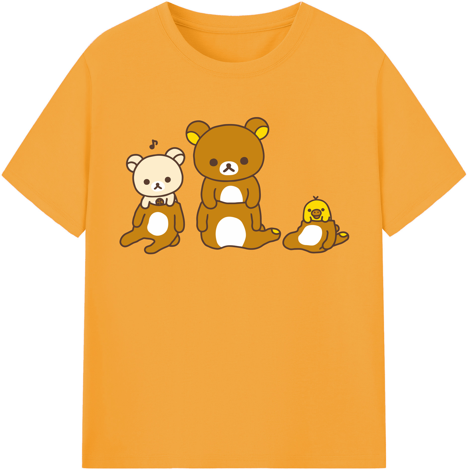 （画像用） リラックマ リラックマ キイロイトリ Rilakkuma Korilakkuma Kiiroitori レディースカジュアルプリントTシャツ（綿100％）