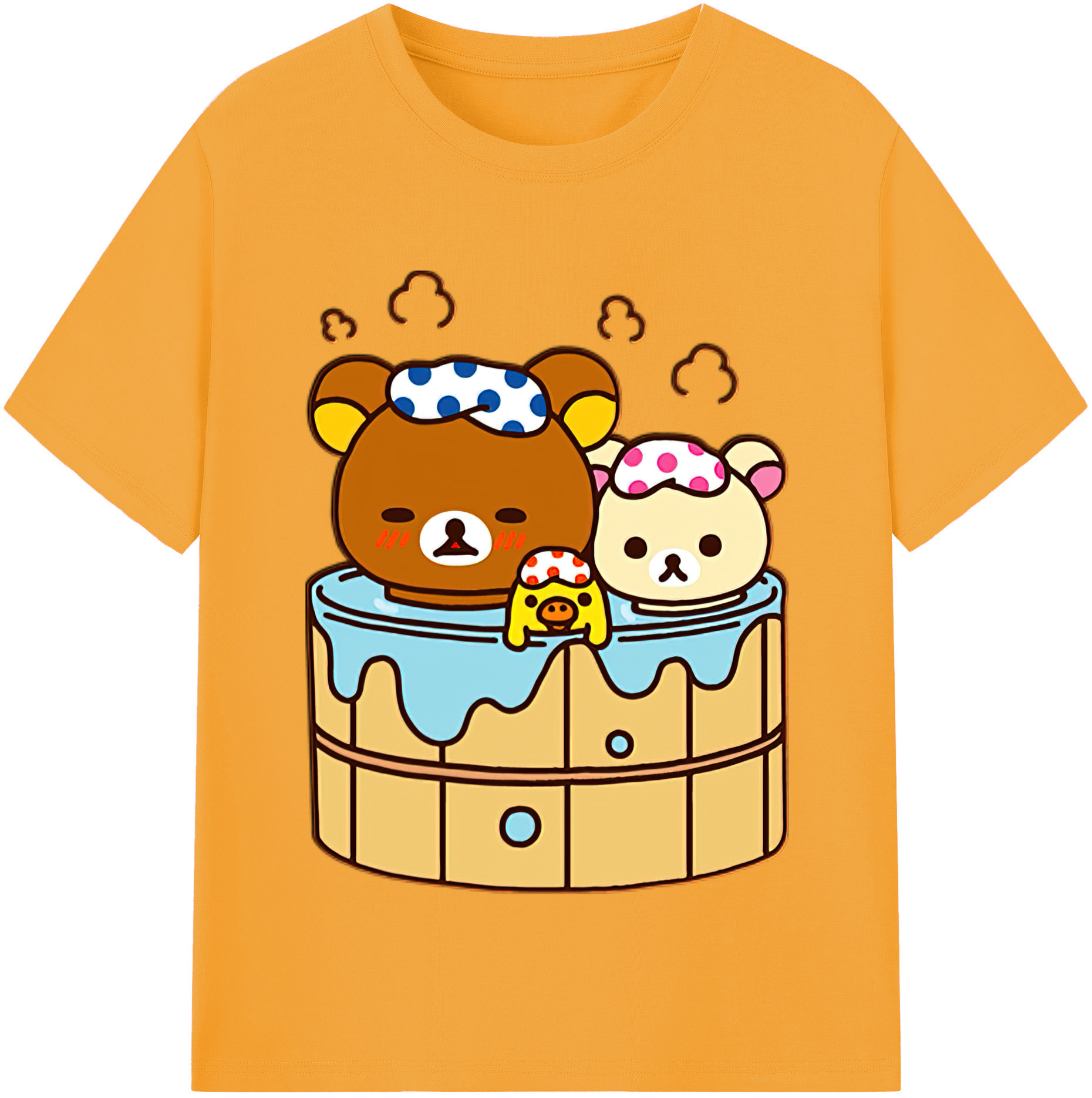 （画像用） リラックマ リラックマ キイロイトリ Rilakkuma Korilakkuma Kiiroitori レディースカジュアルプリントTシャツ（綿100％）