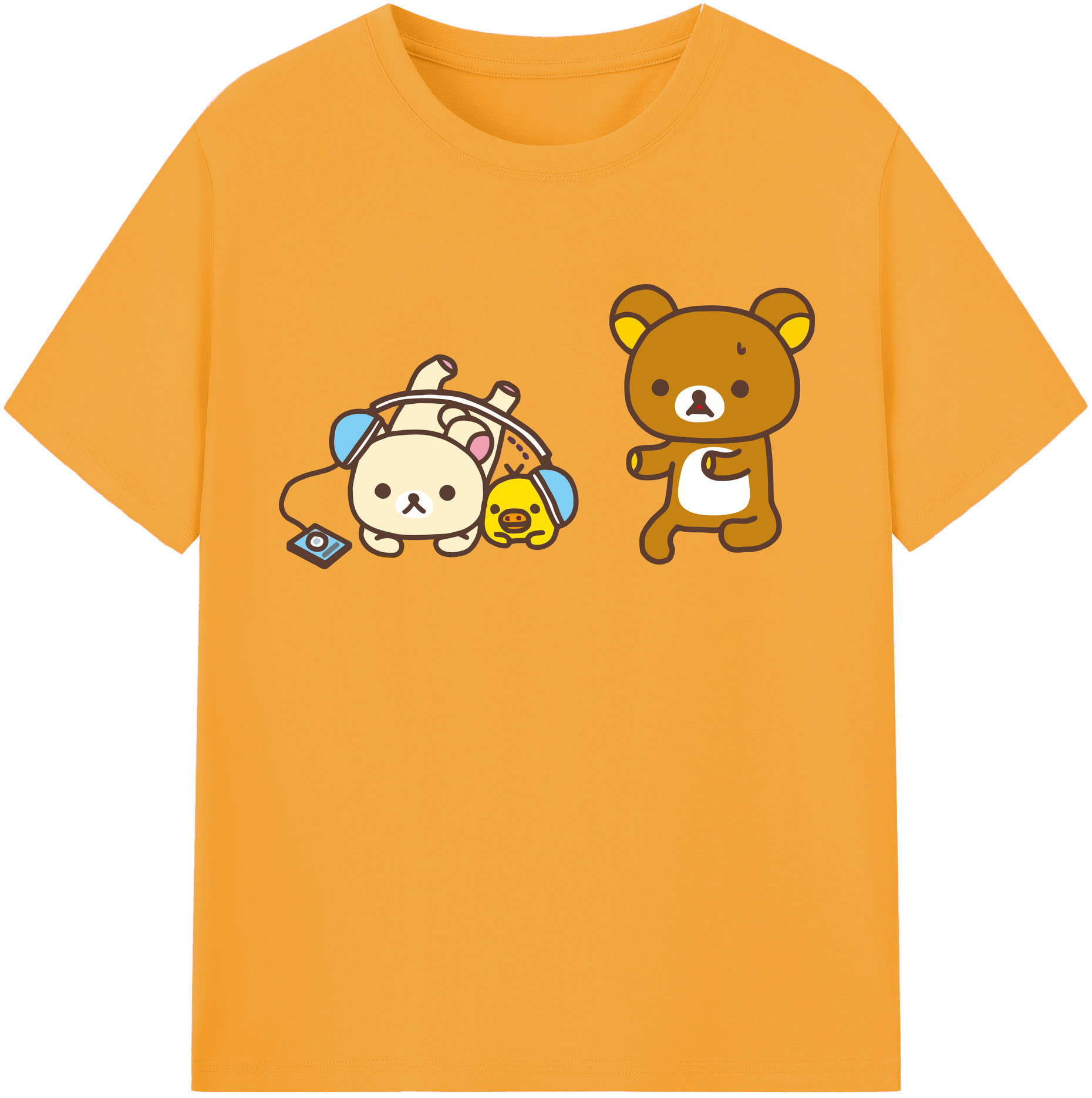 （画像用） リラックマ リラックマ キイロイトリ Rilakkuma Korilakkuma Kiiroitori レディースカジュアルプリントTシャツ（綿100％）