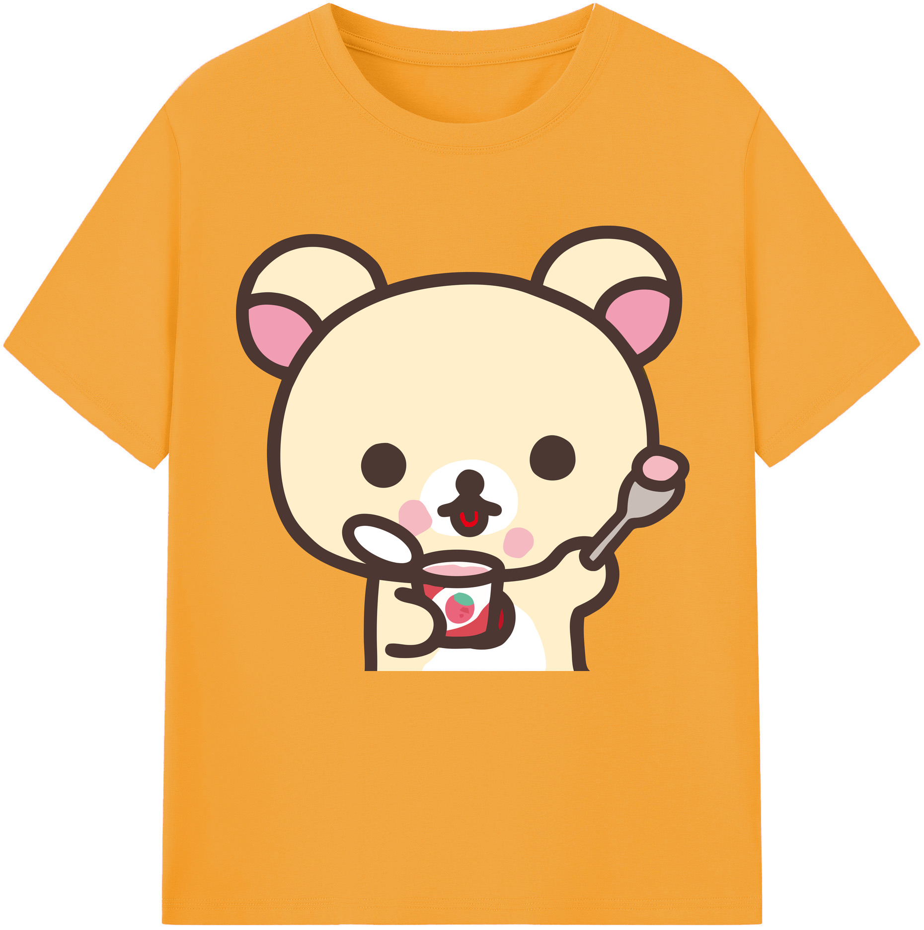 （画像用） リラックマ リラックマ キイロイトリ Rilakkuma Korilakkuma Kiiroitori レディースカジュアルプリントTシャツ（綿100％）