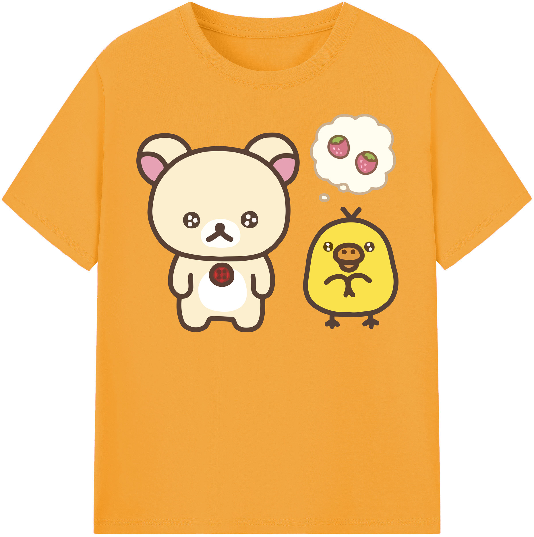 （画像用） リラックマ リラックマ キイロイトリ Rilakkuma Korilakkuma Kiiroitori レディースカジュアルプリントTシャツ（綿100％）