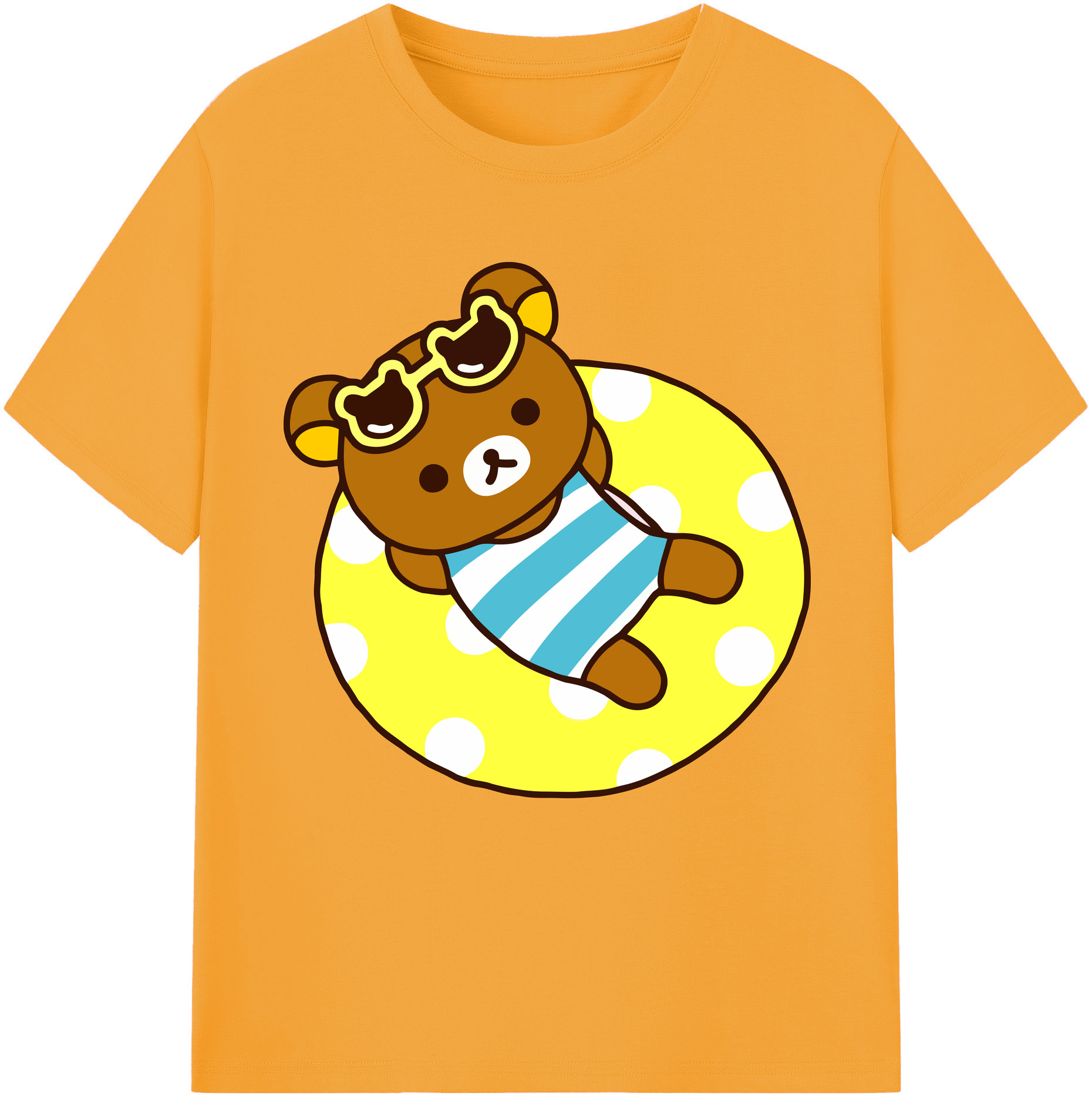 （画像用） リラックマ リラックマ キイロイトリ Rilakkuma Korilakkuma Kiiroitori レディースカジュアルプリントTシャツ（綿100％）