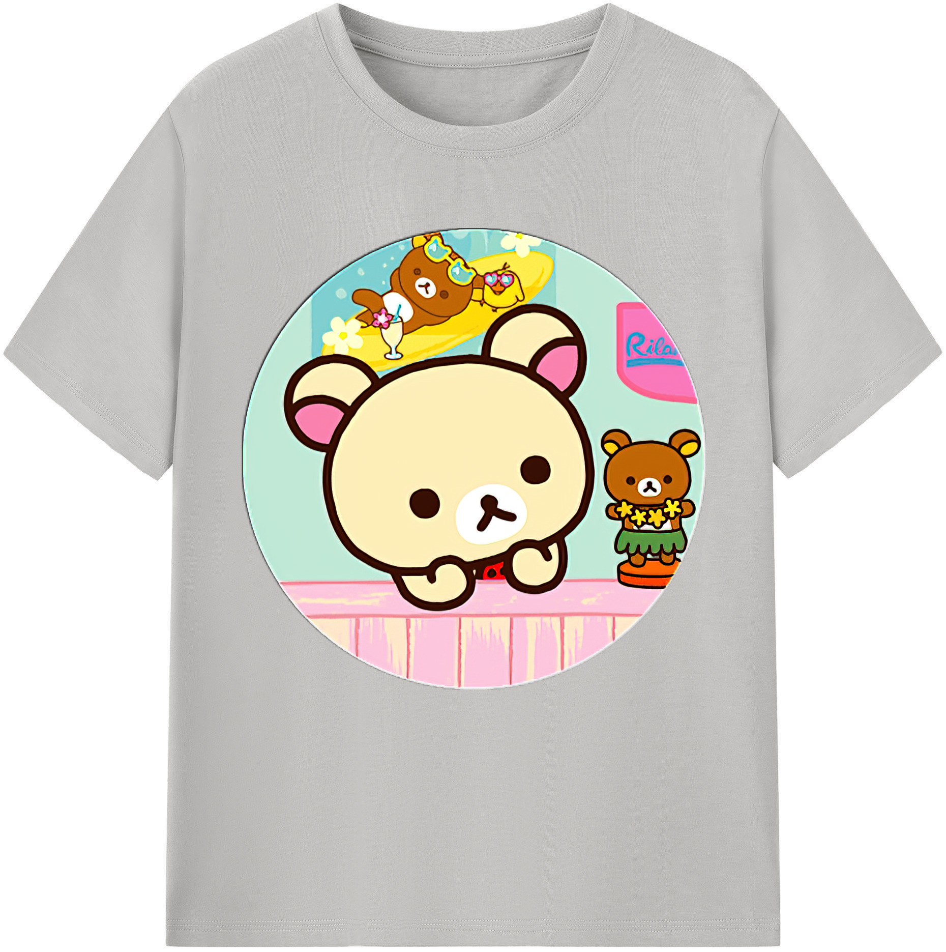 （画像用） リラックマ リラックマ キイロイトリ Rilakkuma Korilakkuma Kiiroitori レディースカジュアルプリントTシャツ（綿100％）