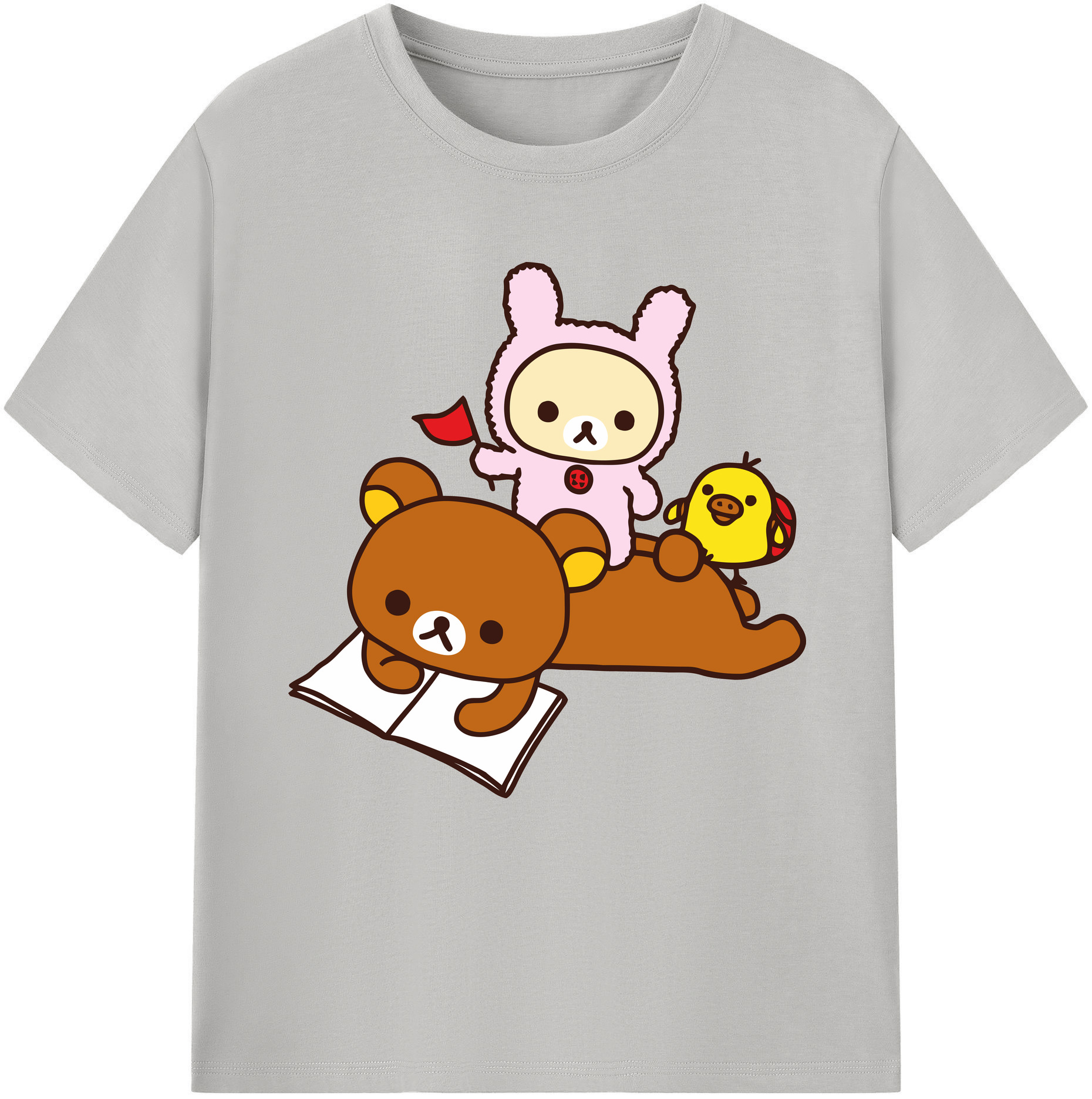 （画像用） リラックマ リラックマ キイロイトリ Rilakkuma Korilakkuma Kiiroitori レディースカジュアルプリントTシャツ（綿100％）