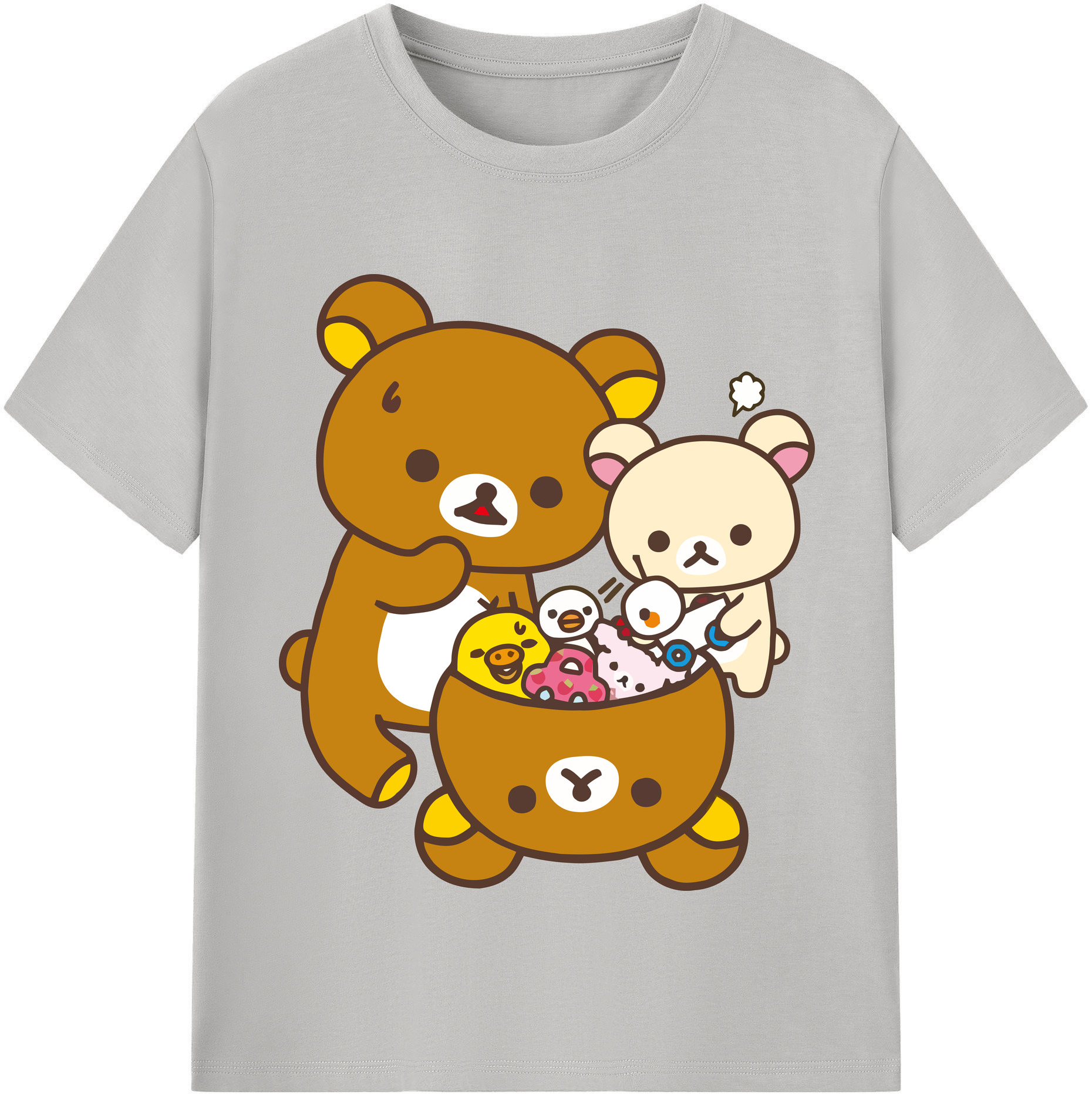 （画像用） リラックマ リラックマ キイロイトリ Rilakkuma Korilakkuma Kiiroitori レディースカジュアルプリントTシャツ（綿100％）