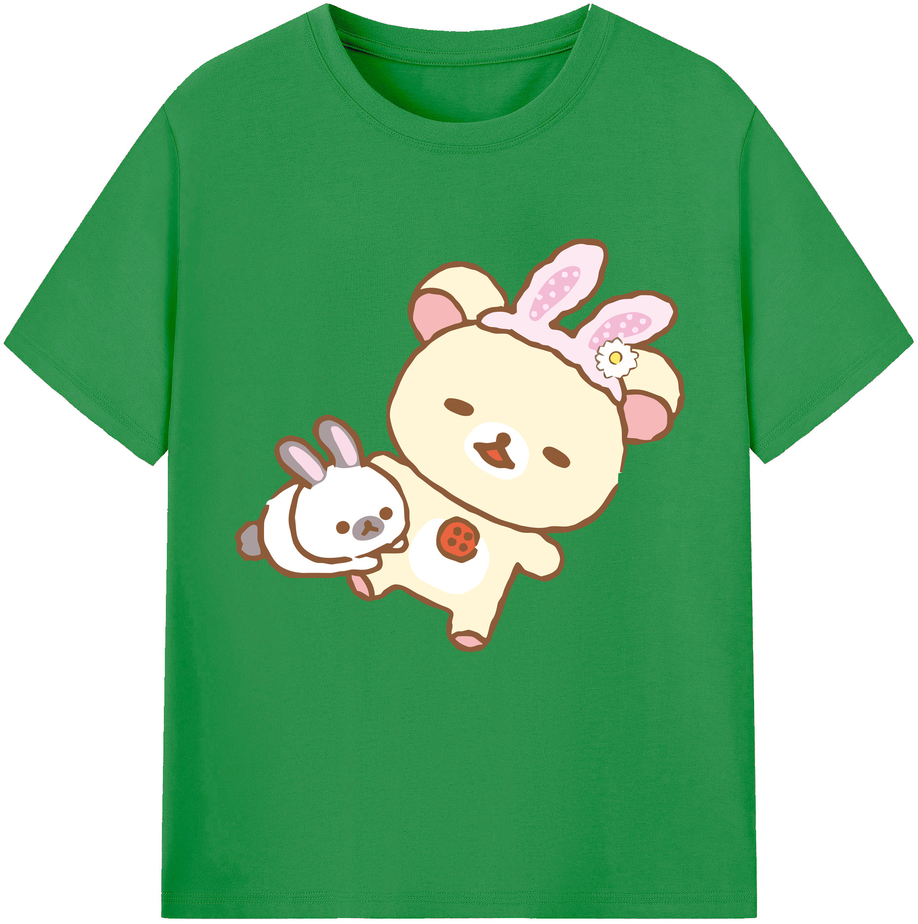 （画像用） リラックマ リラックマ キイロイトリ Rilakkuma Korilakkuma Kiiroitori レディースカジュアルプリントTシャツ（綿100％）