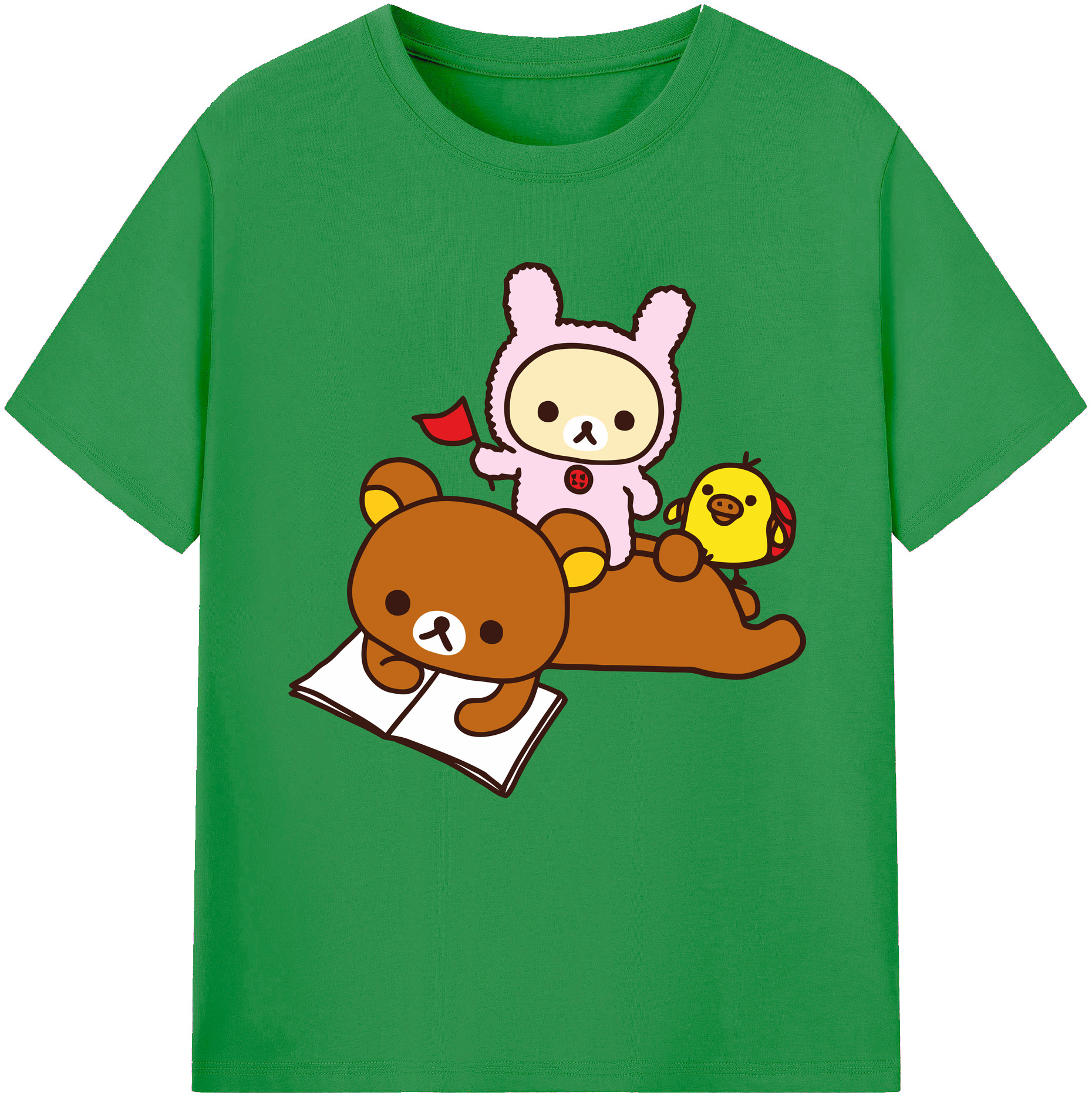 （画像用） リラックマ リラックマ キイロイトリ Rilakkuma Korilakkuma Kiiroitori レディースカジュアルプリントTシャツ（綿100％）