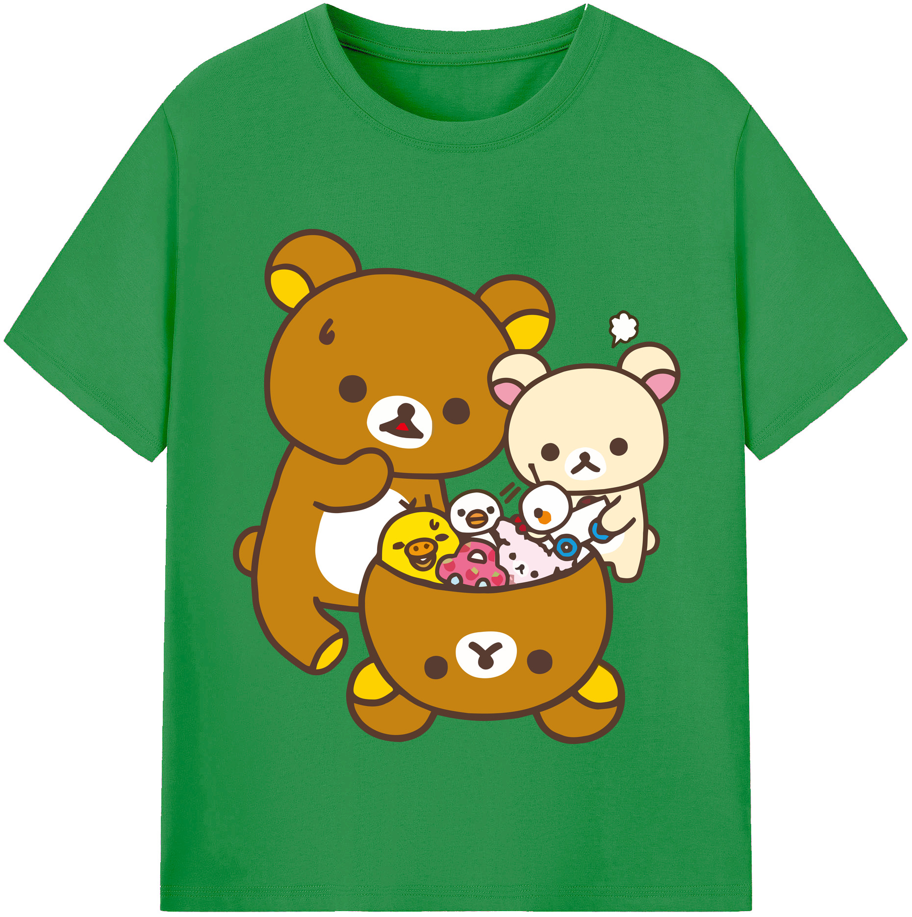 （画像用） リラックマ リラックマ キイロイトリ Rilakkuma Korilakkuma Kiiroitori レディースカジュアルプリントTシャツ（綿100％）