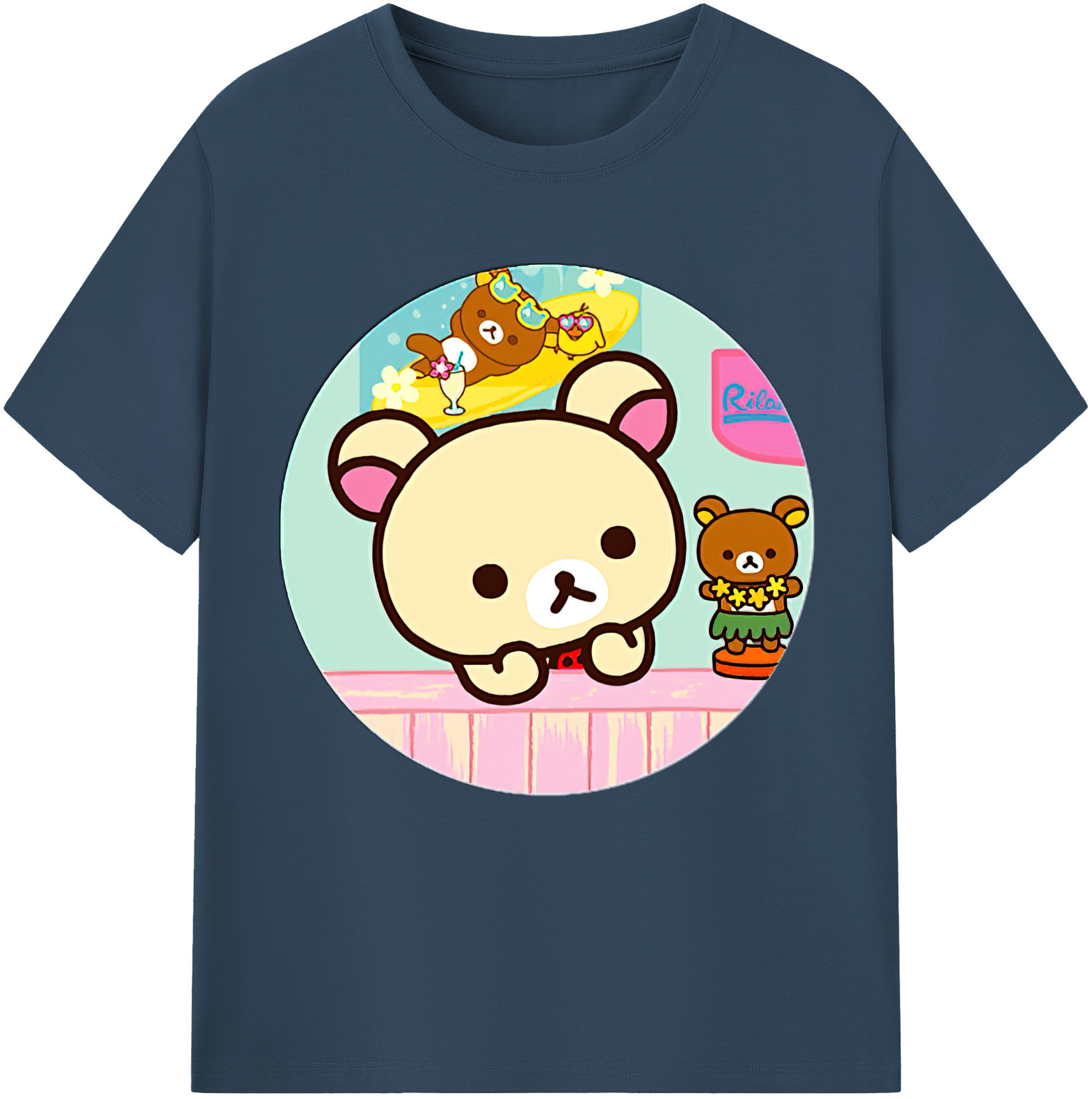 （画像用） リラックマ リラックマ キイロイトリ Rilakkuma Korilakkuma Kiiroitori レディースカジュアルプリントTシャツ（綿100％）
