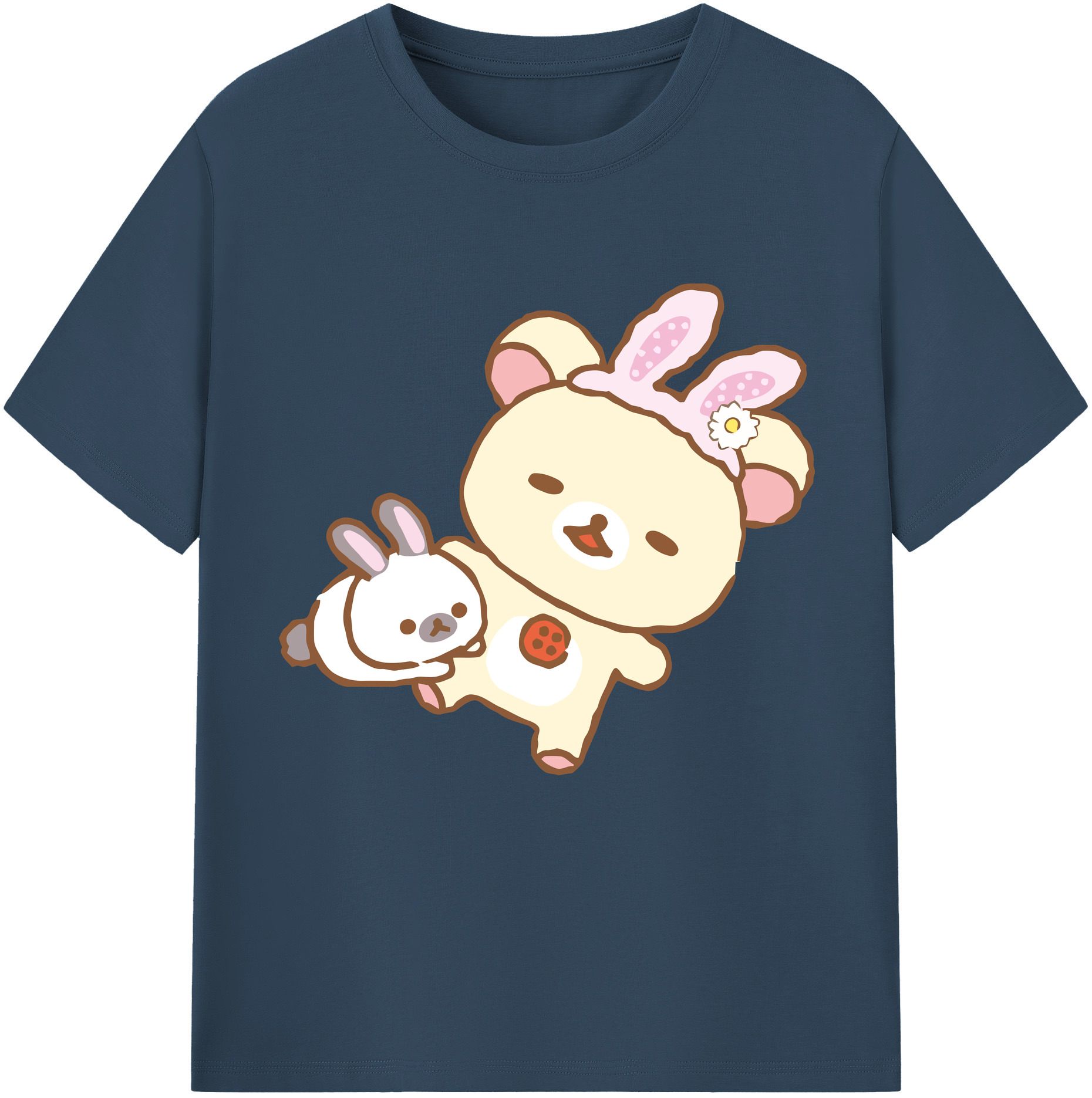 （画像用） リラックマ リラックマ キイロイトリ Rilakkuma Korilakkuma Kiiroitori レディースカジュアルプリントTシャツ（綿100％）