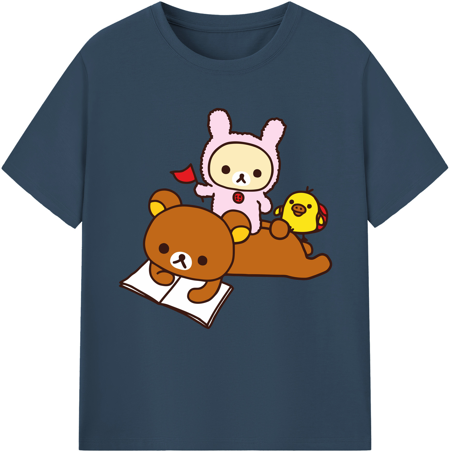 （画像用） リラックマ リラックマ キイロイトリ Rilakkuma Korilakkuma Kiiroitori レディースカジュアルプリントTシャツ（綿100％）