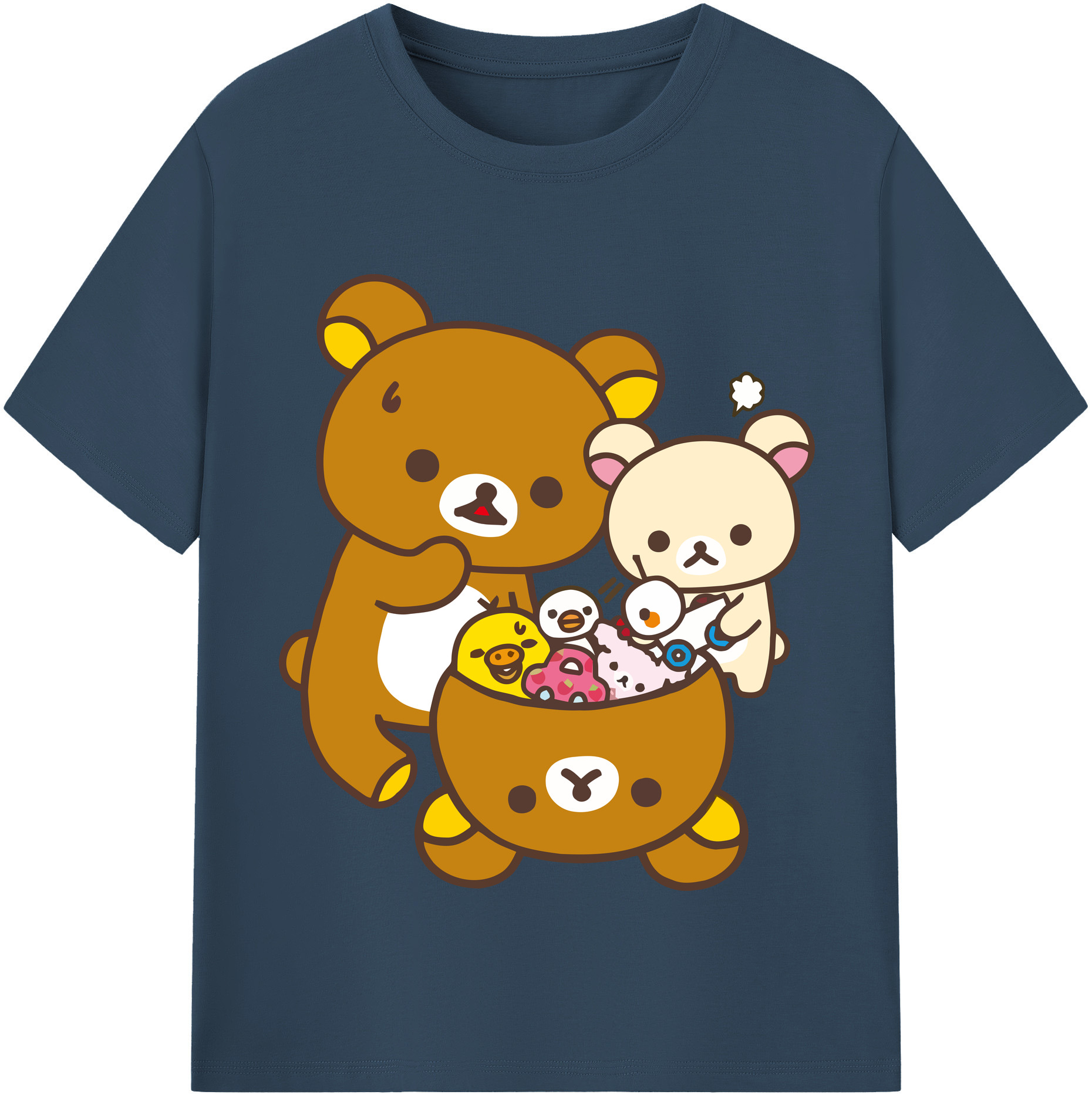 （画像用） リラックマ リラックマ キイロイトリ Rilakkuma Korilakkuma Kiiroitori レディースカジュアルプリントTシャツ（綿100％）