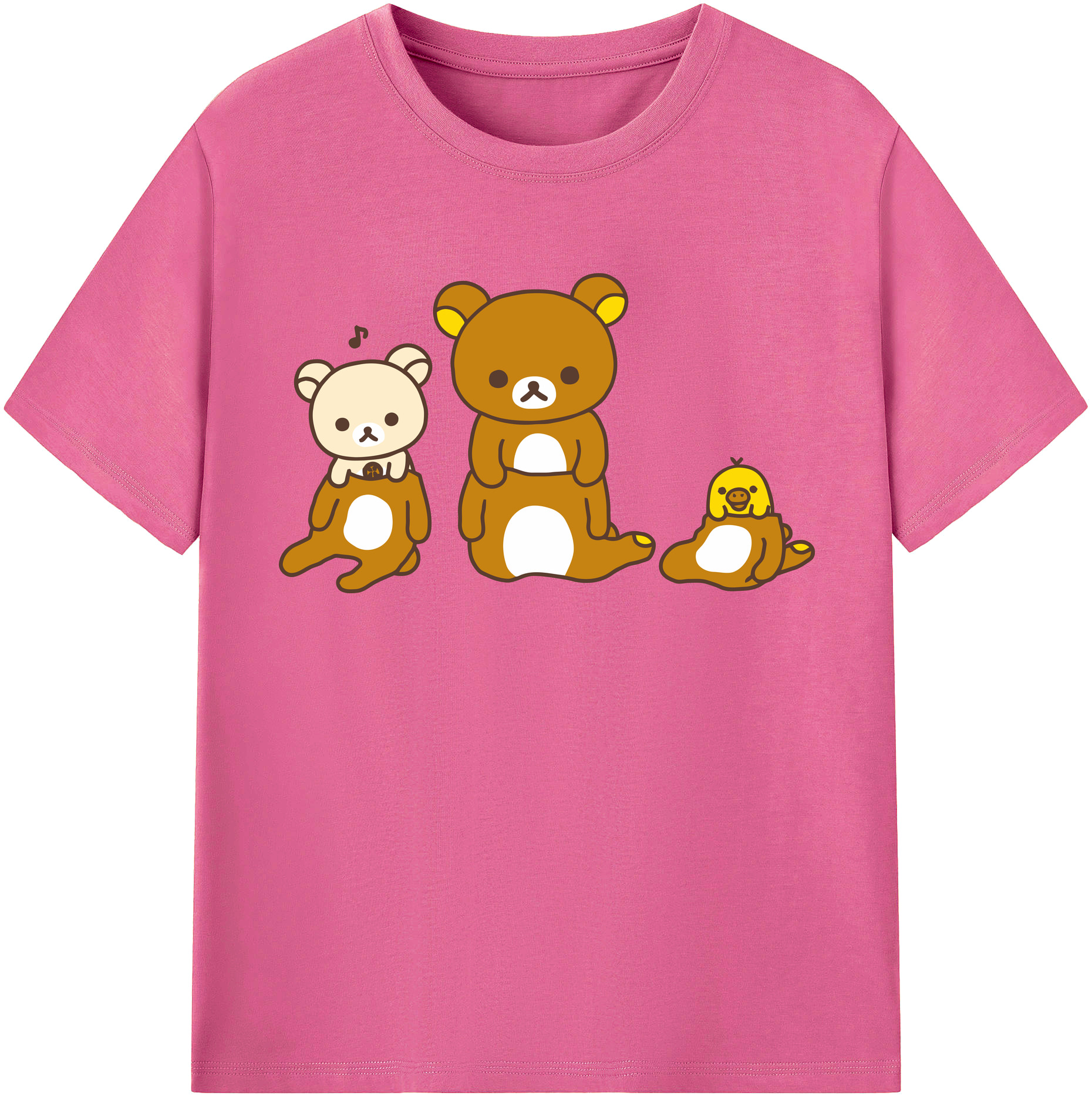 （画像用） リラックマ リラックマ キイロイトリ Rilakkuma Korilakkuma Kiiroitori レディースカジュアルプリントTシャツ（綿100％）