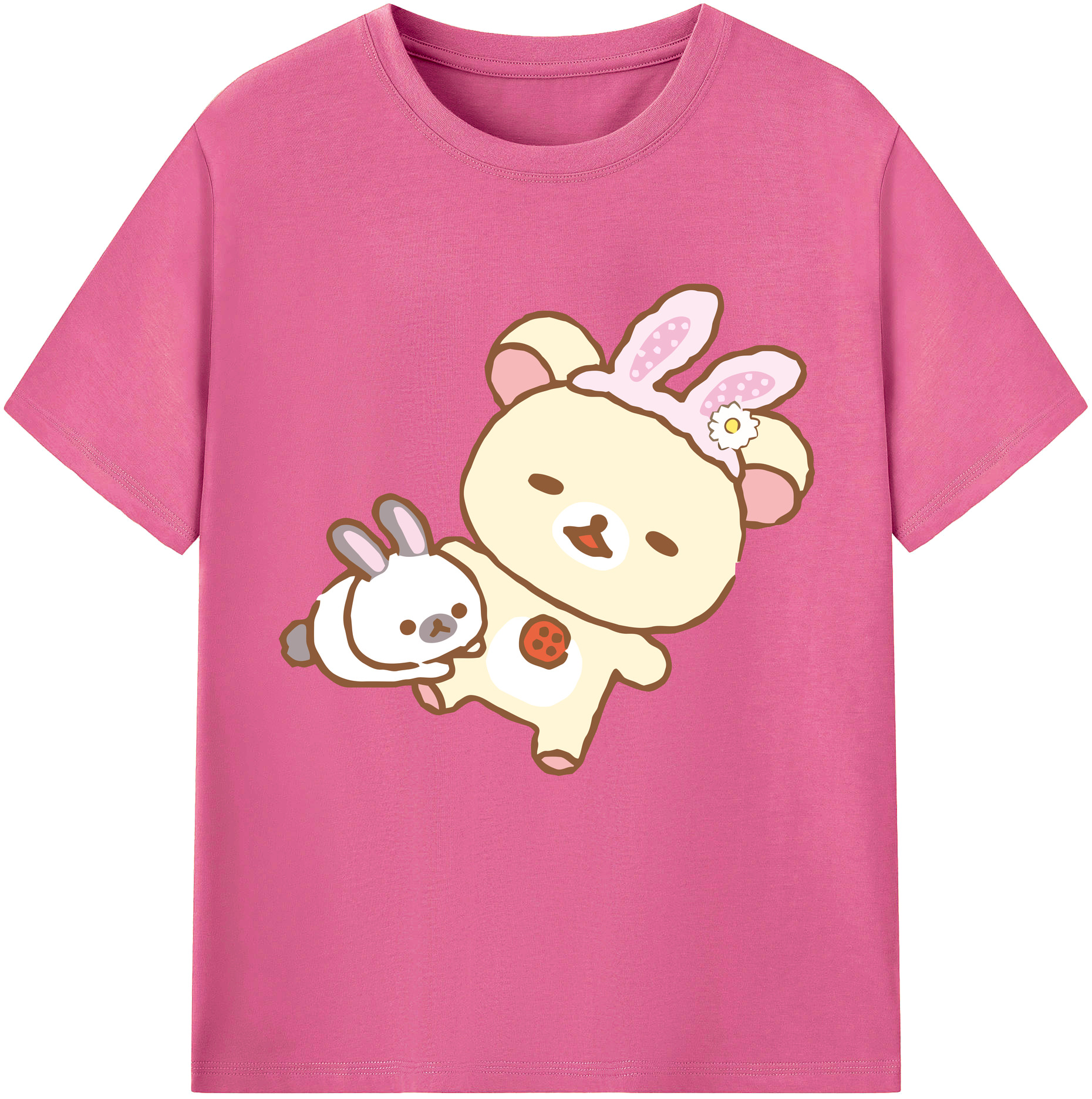 （画像用） リラックマ リラックマ キイロイトリ Rilakkuma Korilakkuma Kiiroitori レディースカジュアルプリントTシャツ（綿100％）