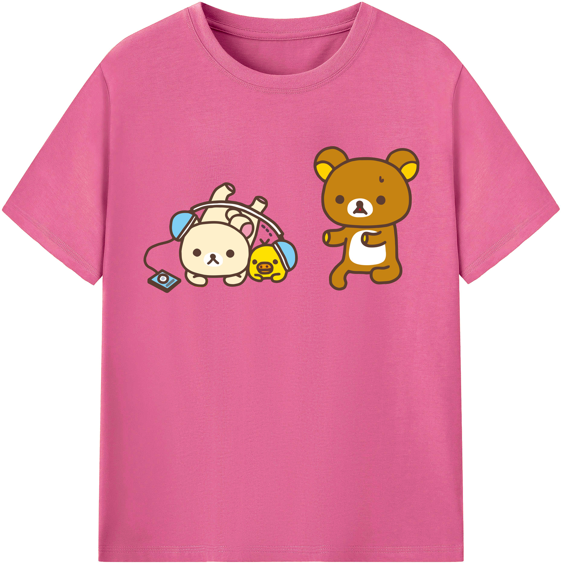 （画像用） リラックマ リラックマ キイロイトリ Rilakkuma Korilakkuma Kiiroitori レディースカジュアルプリントTシャツ（綿100％）