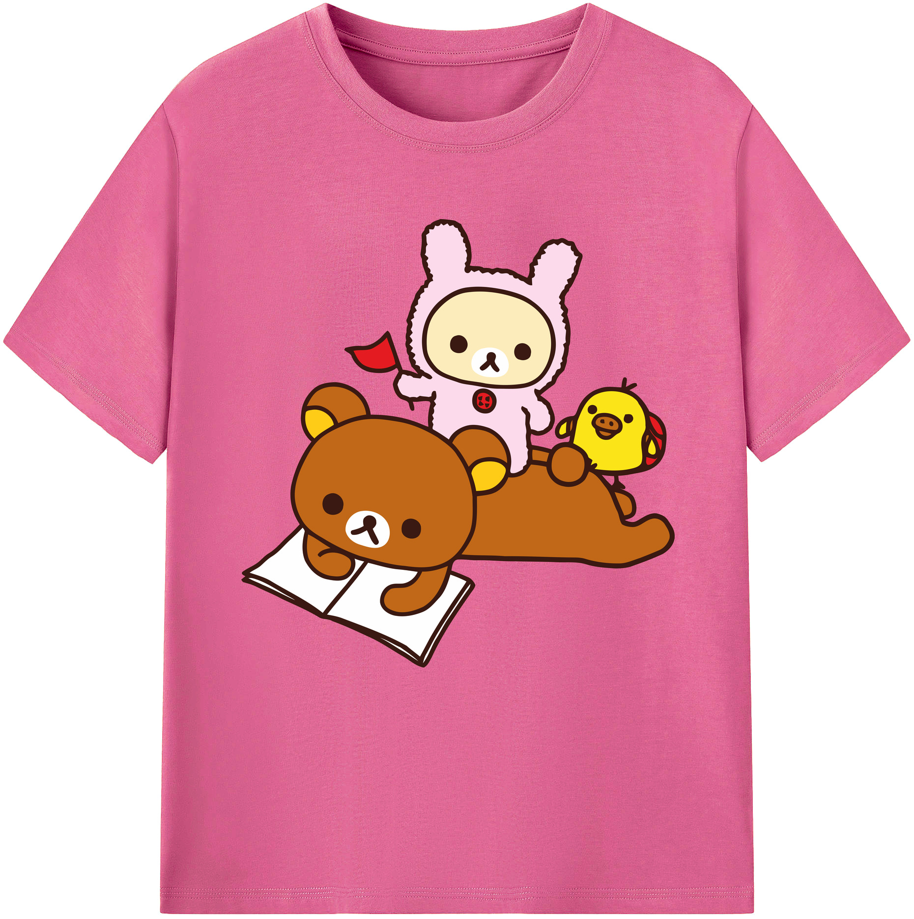 （画像用） リラックマ リラックマ キイロイトリ Rilakkuma Korilakkuma Kiiroitori レディースカジュアルプリントTシャツ（綿100％）