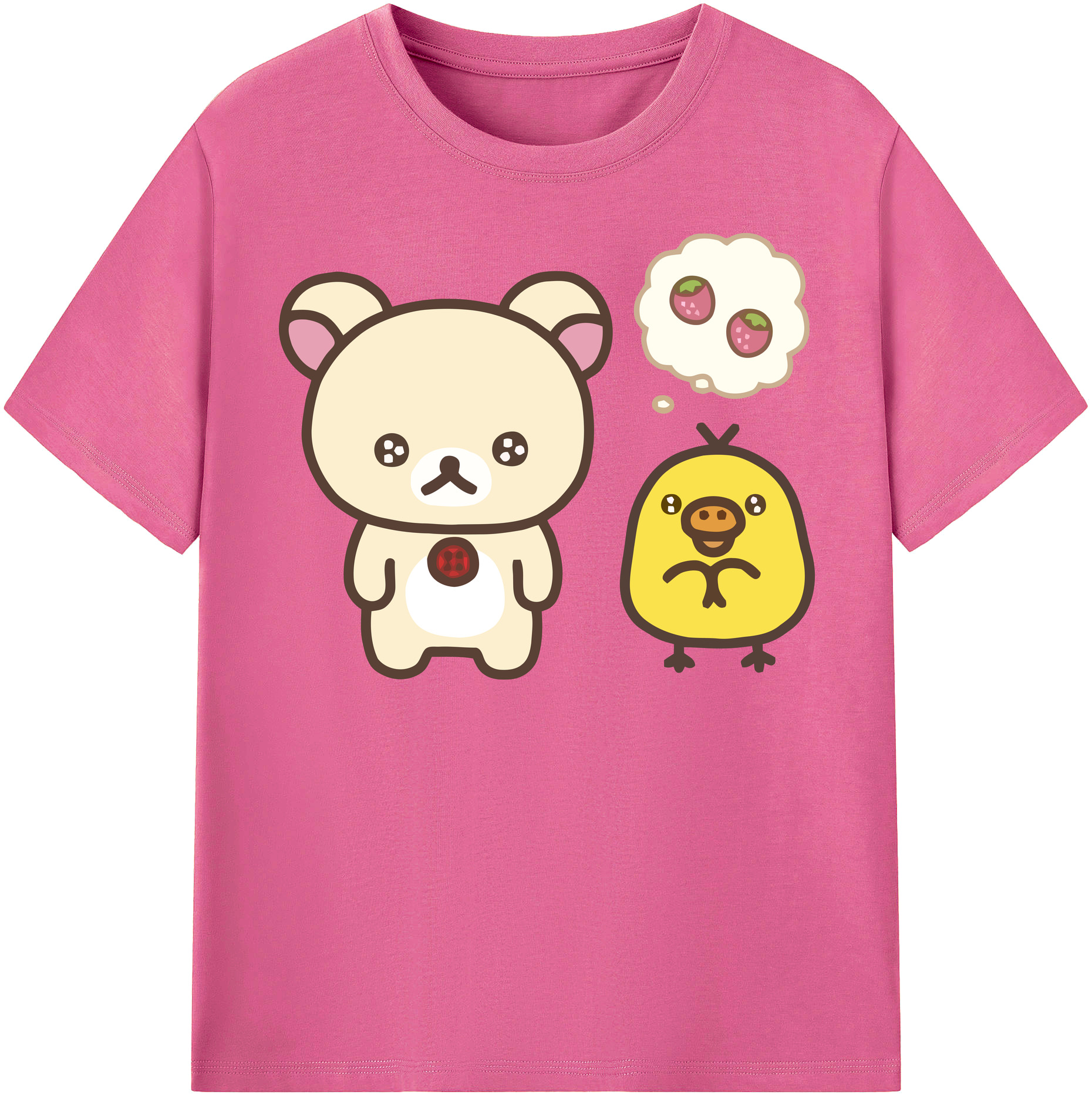（画像用） リラックマ リラックマ キイロイトリ Rilakkuma Korilakkuma Kiiroitori レディースカジュアルプリントTシャツ（綿100％）