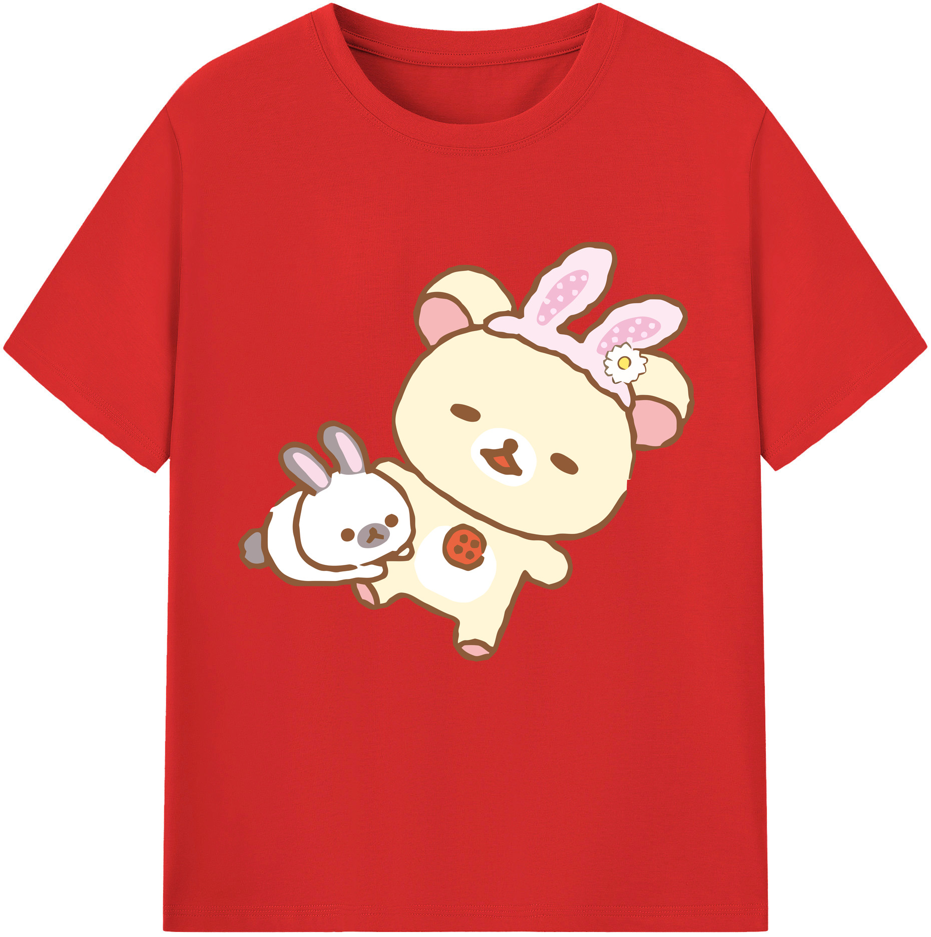 （画像用） リラックマ リラックマ キイロイトリ Rilakkuma Korilakkuma Kiiroitori レディースカジュアルプリントTシャツ（綿100％）