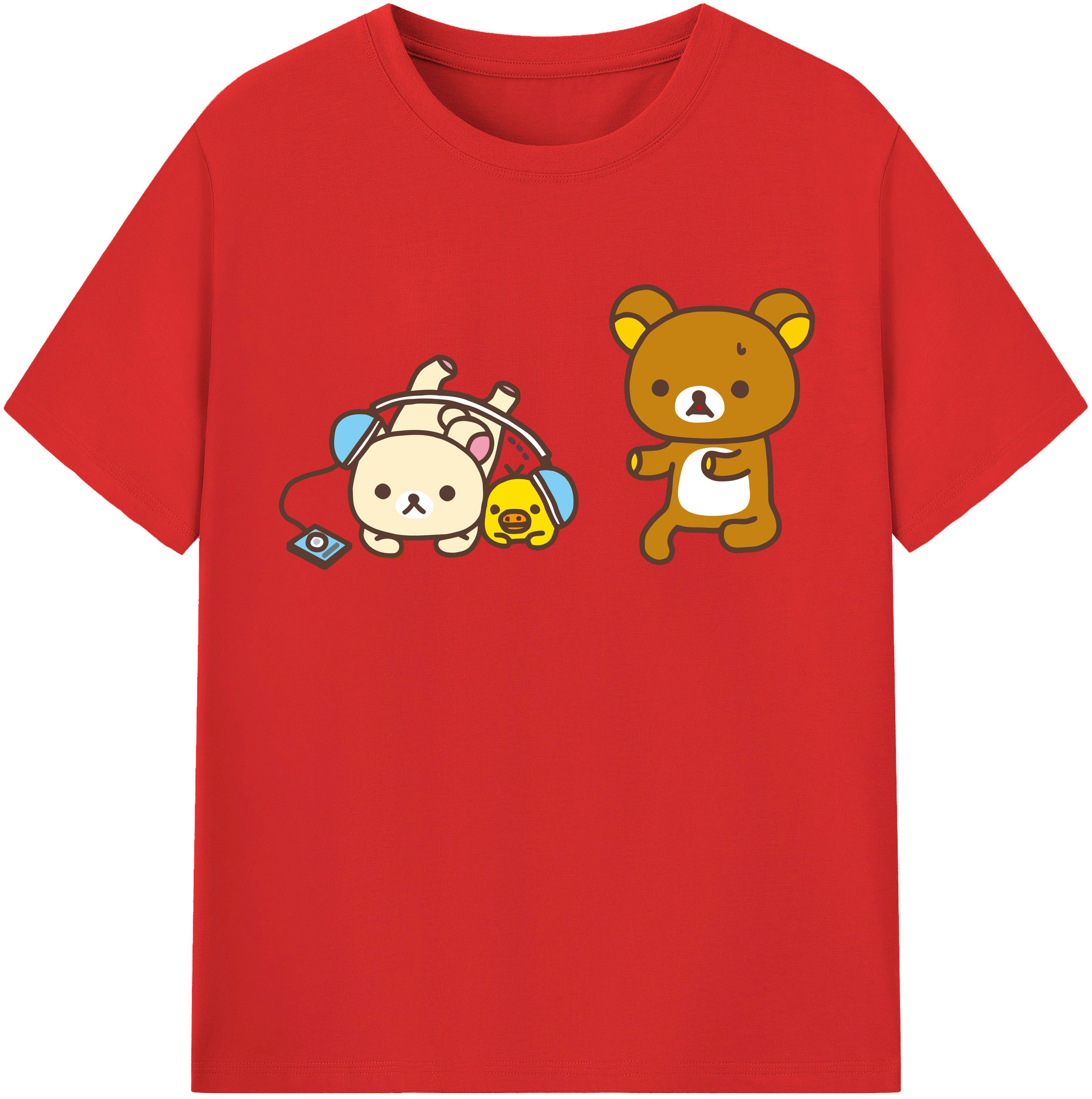 （画像用） リラックマ リラックマ キイロイトリ Rilakkuma Korilakkuma Kiiroitori レディースカジュアルプリントTシャツ（綿100％）