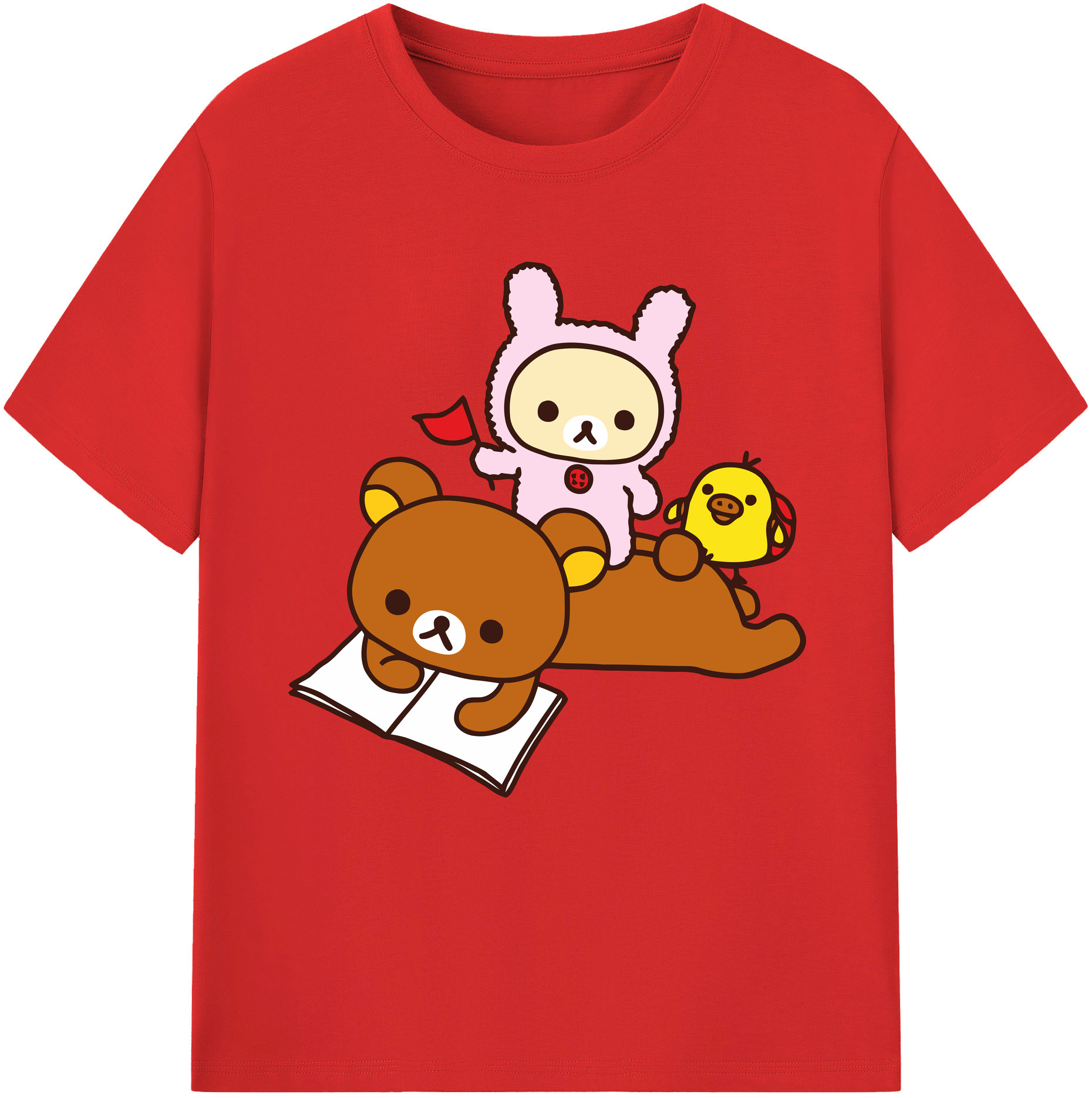 （画像用） リラックマ リラックマ キイロイトリ Rilakkuma Korilakkuma Kiiroitori レディースカジュアルプリントTシャツ（綿100％）