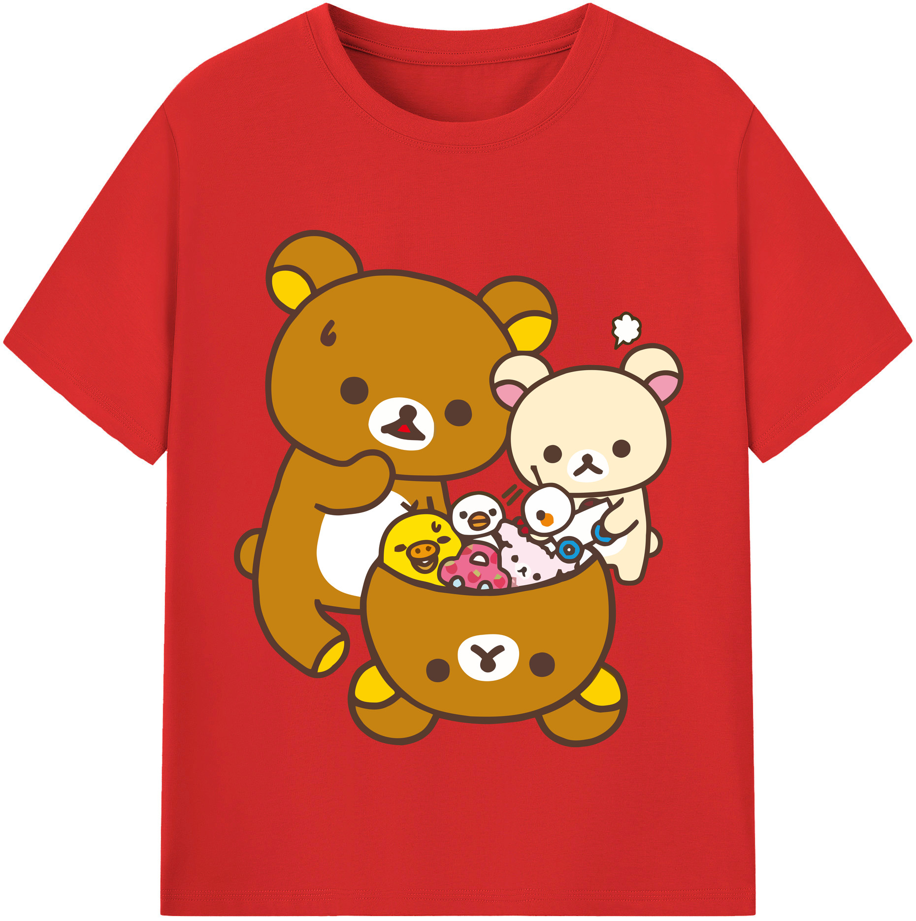 （画像用） リラックマ リラックマ キイロイトリ Rilakkuma Korilakkuma Kiiroitori レディースカジュアルプリントTシャツ（綿100％）
