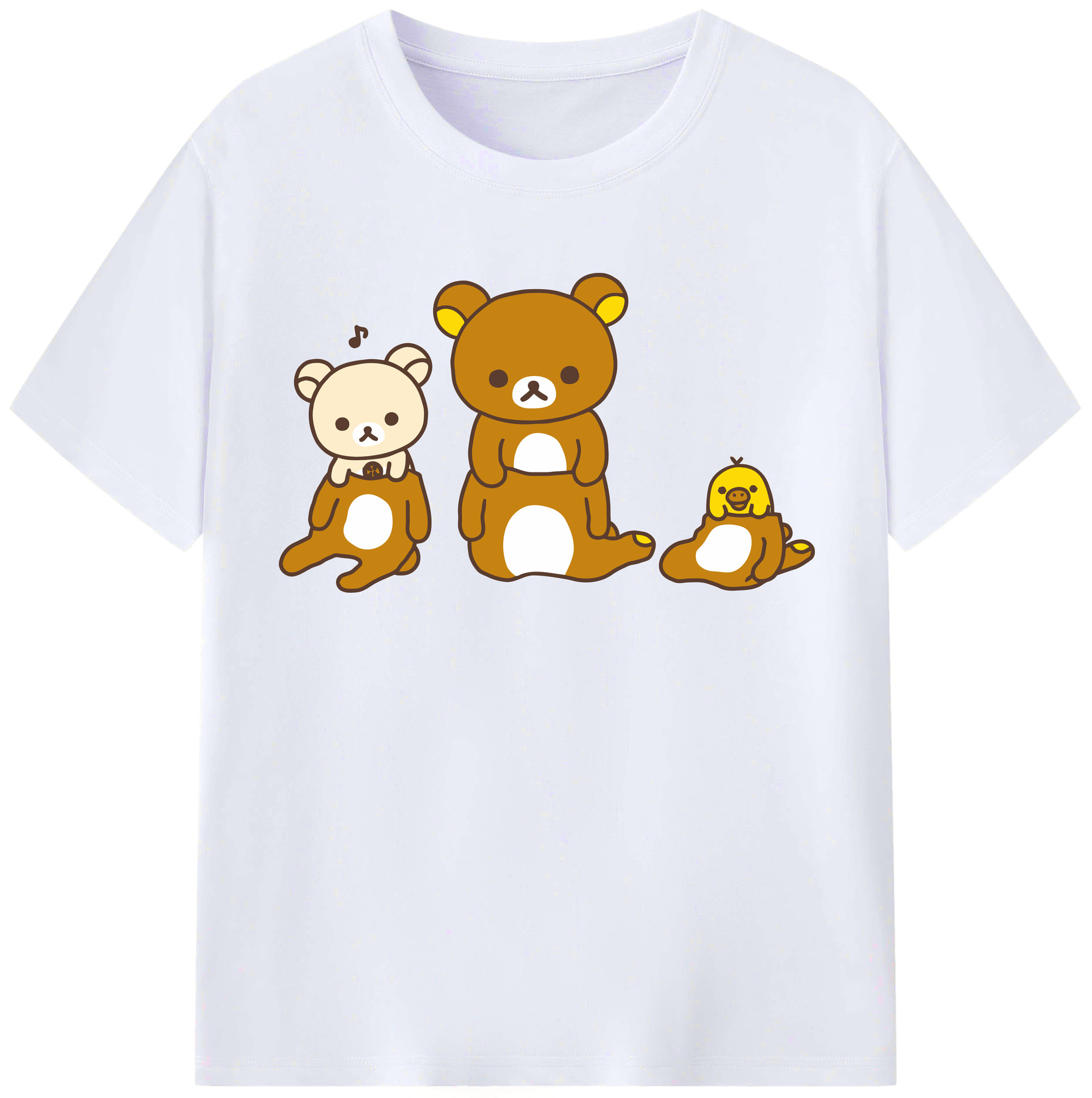 （画像用） リラックマ リラックマ キイロイトリ Rilakkuma Korilakkuma Kiiroitori レディースカジュアルプリントTシャツ（綿100％）