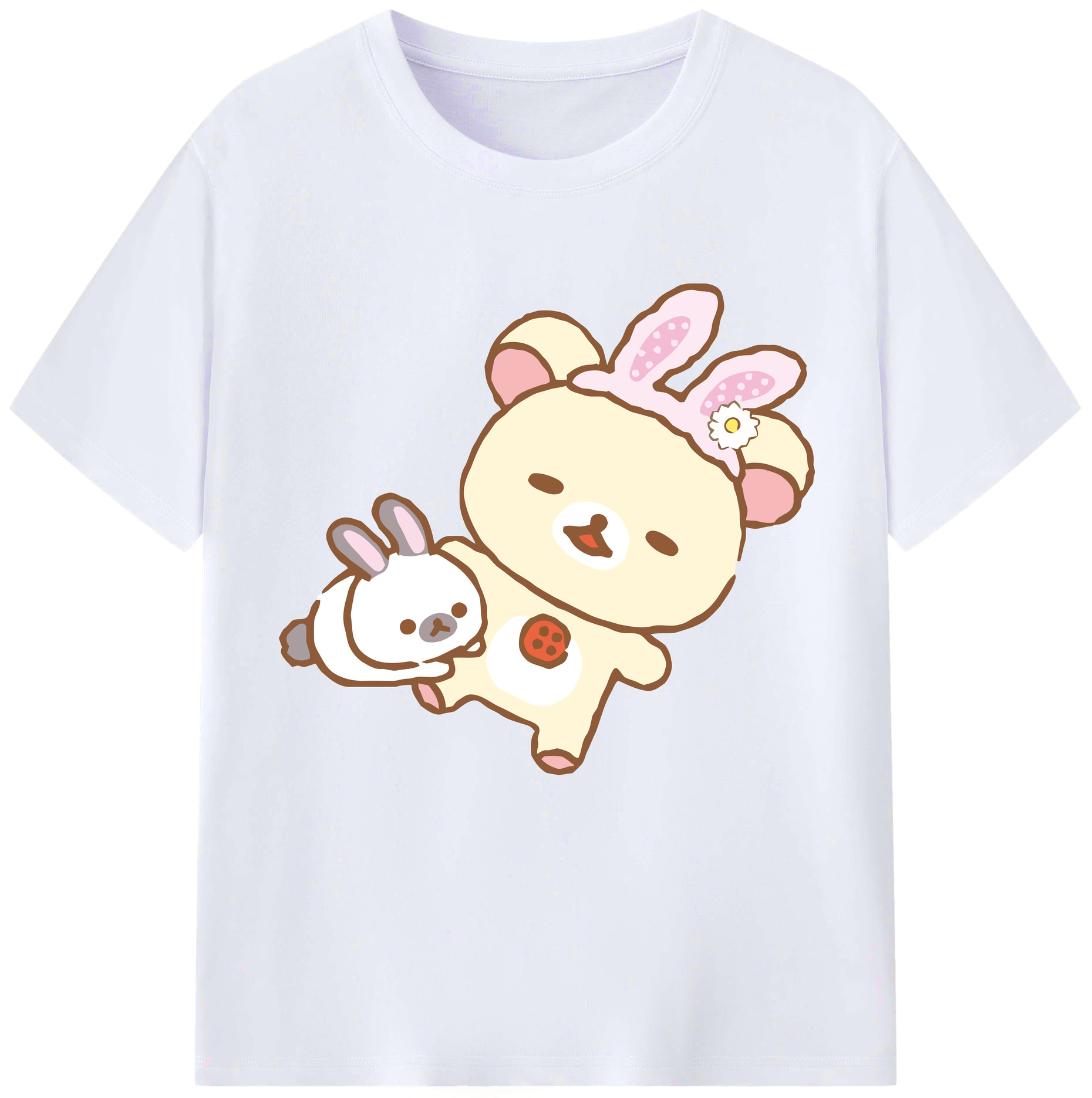 （画像用） リラックマ リラックマ キイロイトリ Rilakkuma Korilakkuma Kiiroitori レディースカジュアルプリントTシャツ（綿100％）