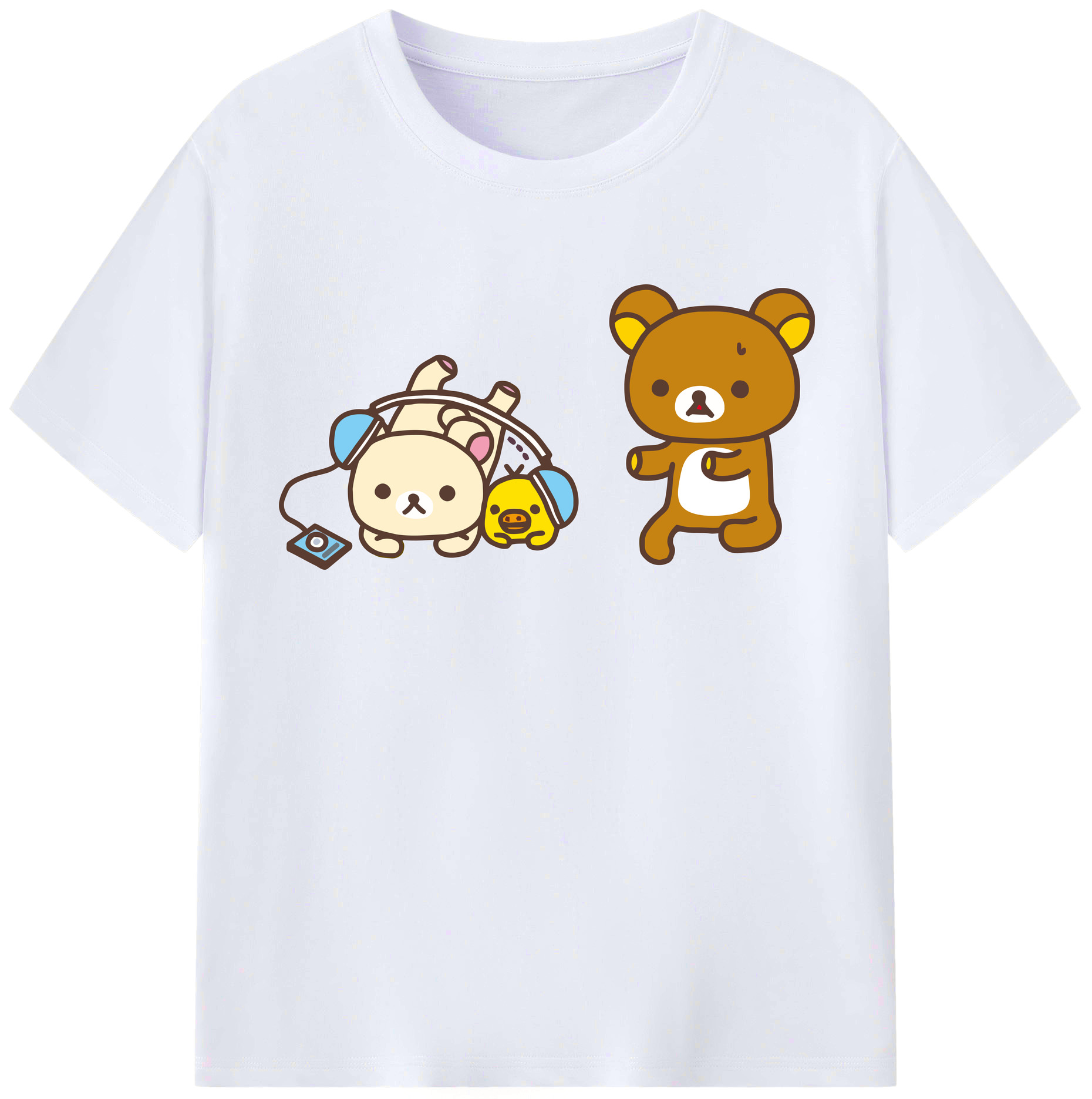 （画像用） リラックマ リラックマ キイロイトリ Rilakkuma Korilakkuma Kiiroitori レディースカジュアルプリントTシャツ（綿100％）