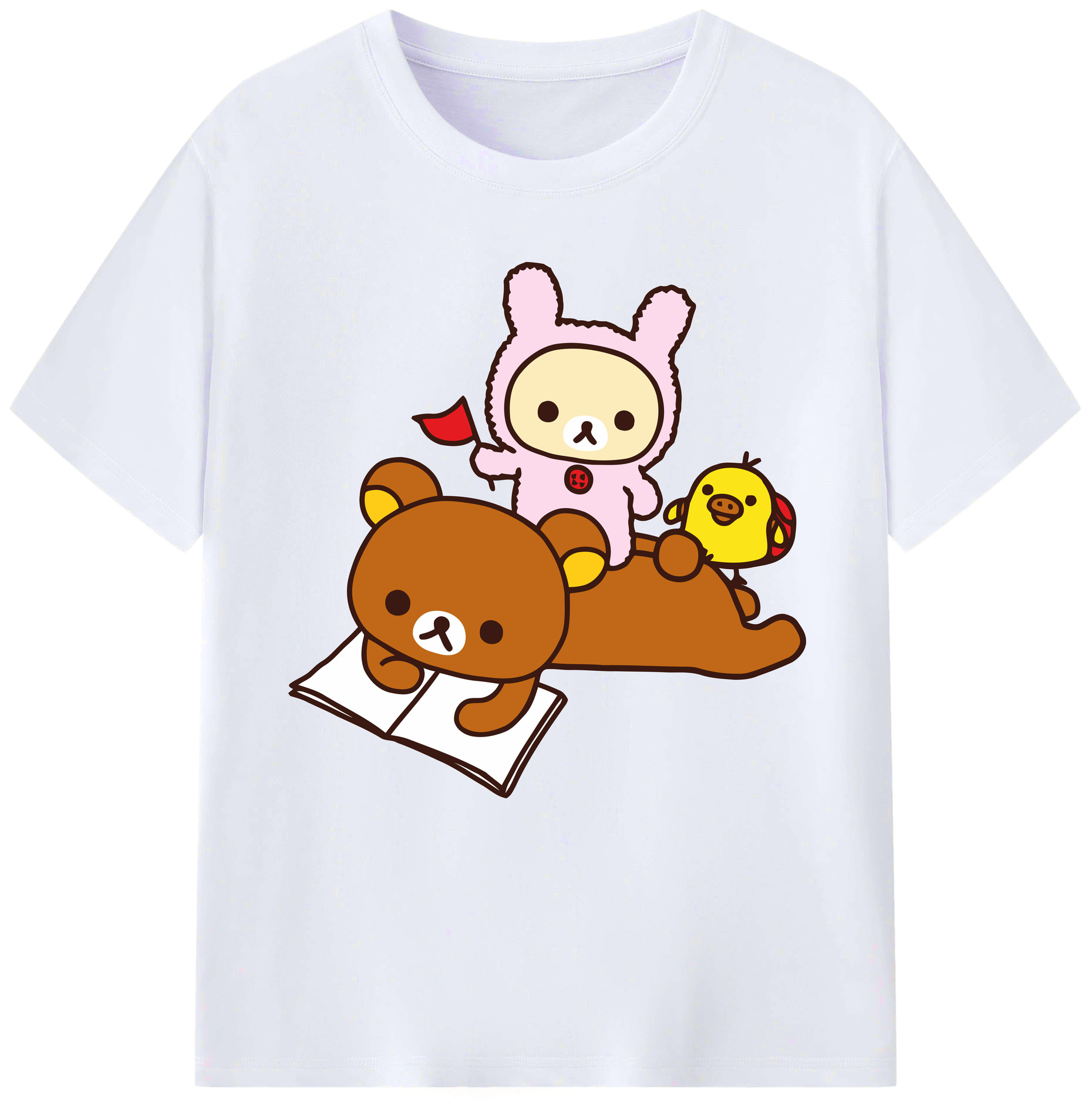 （画像用） リラックマ リラックマ キイロイトリ Rilakkuma Korilakkuma Kiiroitori レディースカジュアルプリントTシャツ（綿100％）