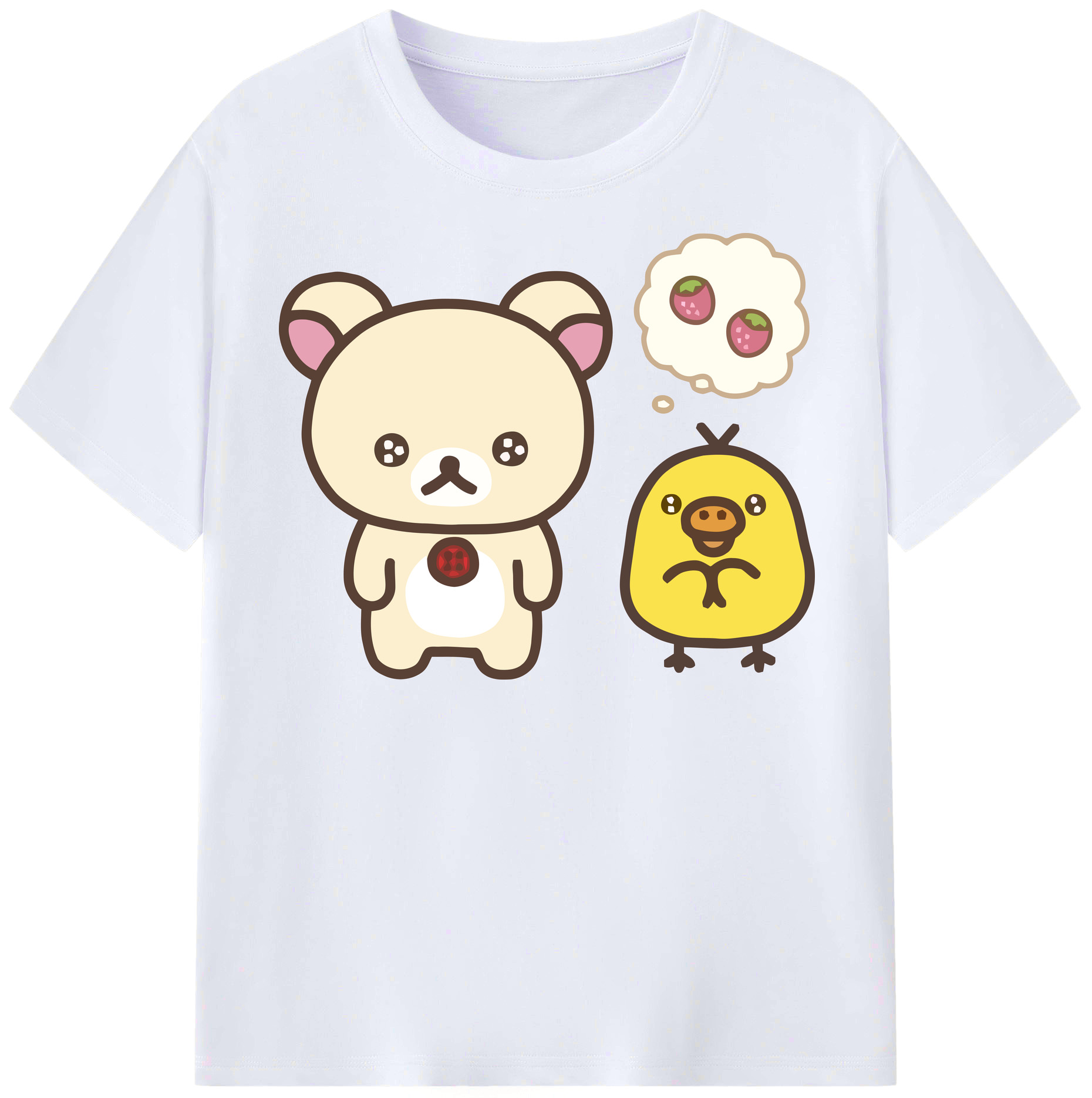（画像用） リラックマ リラックマ キイロイトリ Rilakkuma Korilakkuma Kiiroitori レディースカジュアルプリントTシャツ（綿100％）