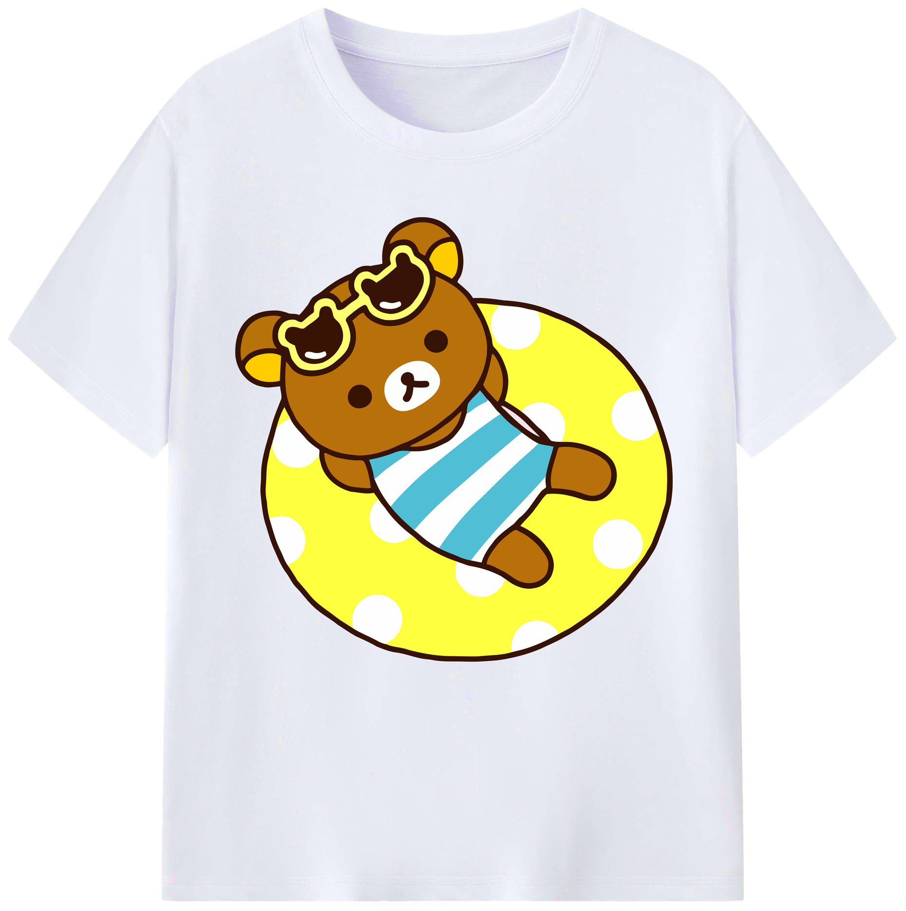 （画像用） リラックマ リラックマ キイロイトリ Rilakkuma Korilakkuma Kiiroitori レディースカジュアルプリントTシャツ（綿100％）