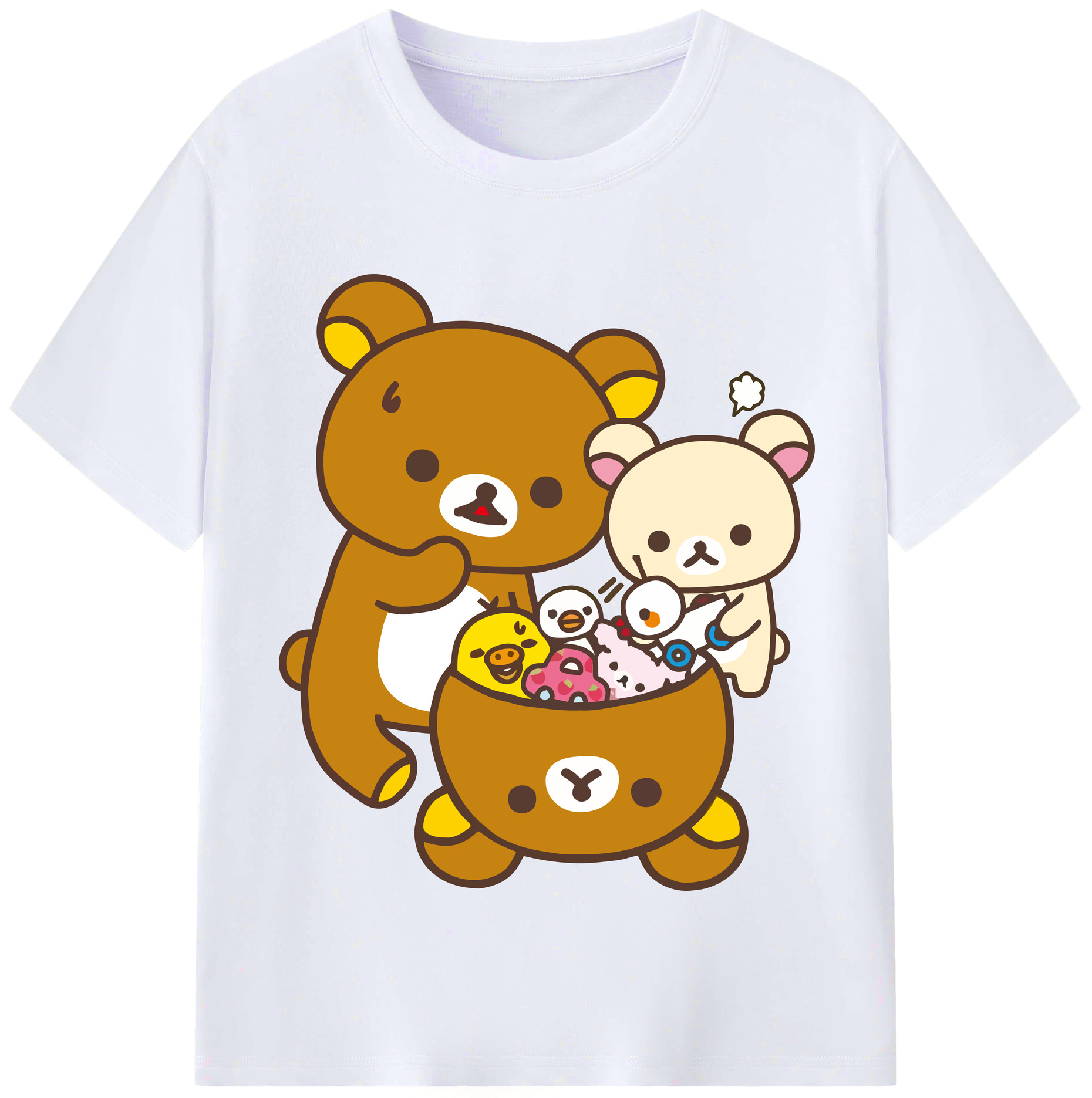 （画像用） リラックマ リラックマ キイロイトリ Rilakkuma Korilakkuma Kiiroitori レディースカジュアルプリントTシャツ（綿100％）