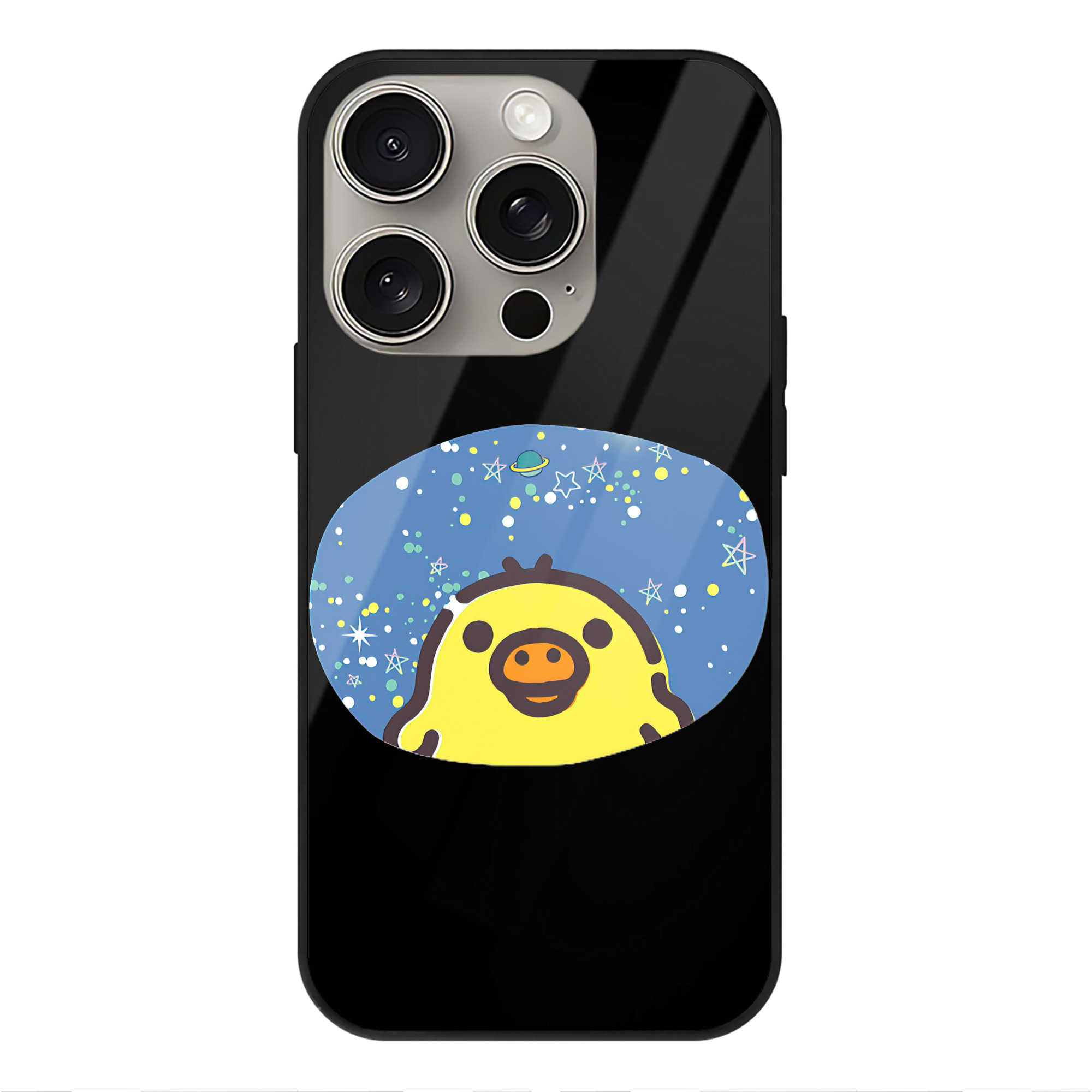（画像用） リラックマ リラックマ キイロイトリ Rilakkuma Korilakkuma Kiiroitori 【iPhone15Pro対応】スマホケース 耐衝撃＆黄変防止 背面ガラス