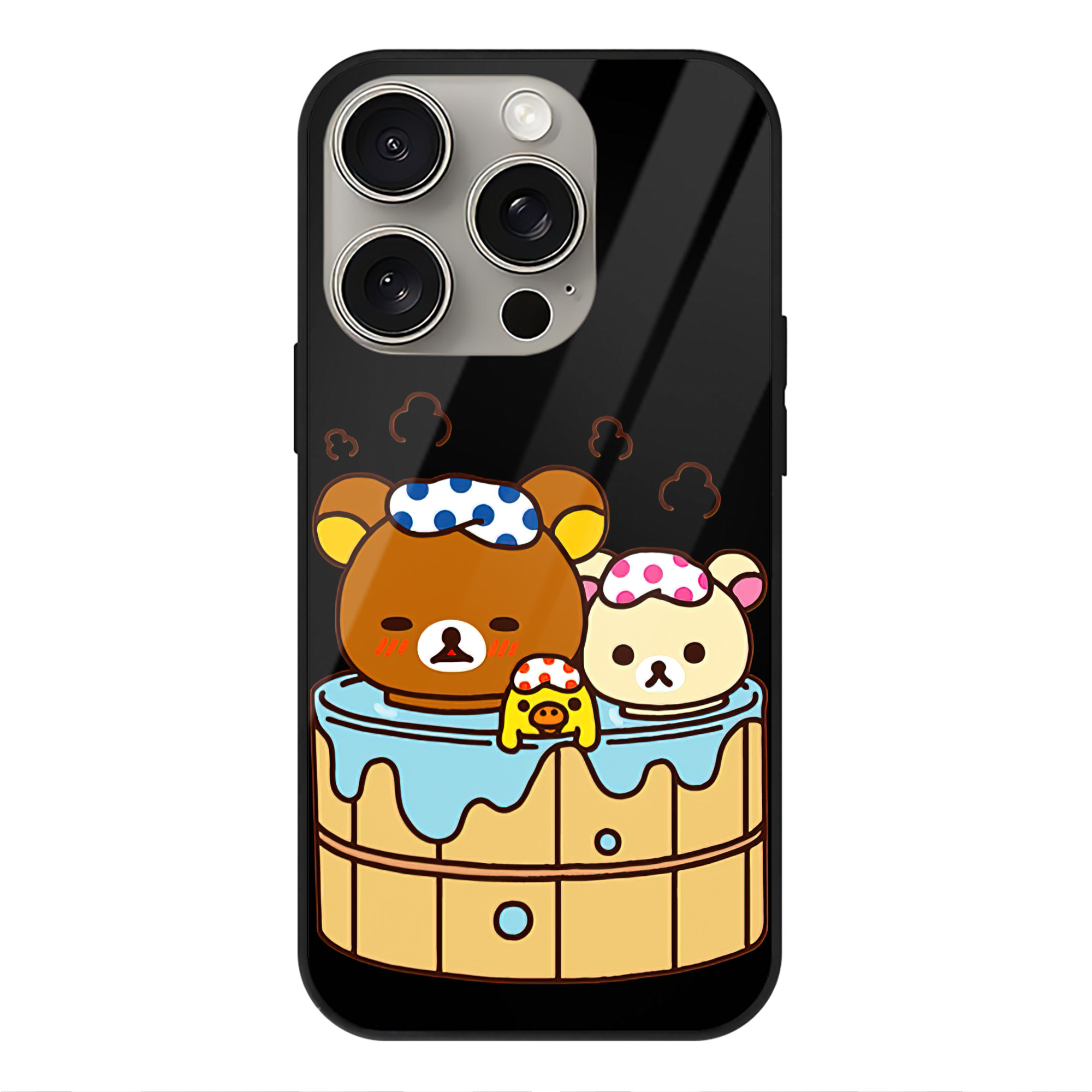 （画像用） リラックマ リラックマ キイロイトリ Rilakkuma Korilakkuma Kiiroitori 【iPhone15Pro対応】スマホケース 耐衝撃＆黄変防止 背面ガラス