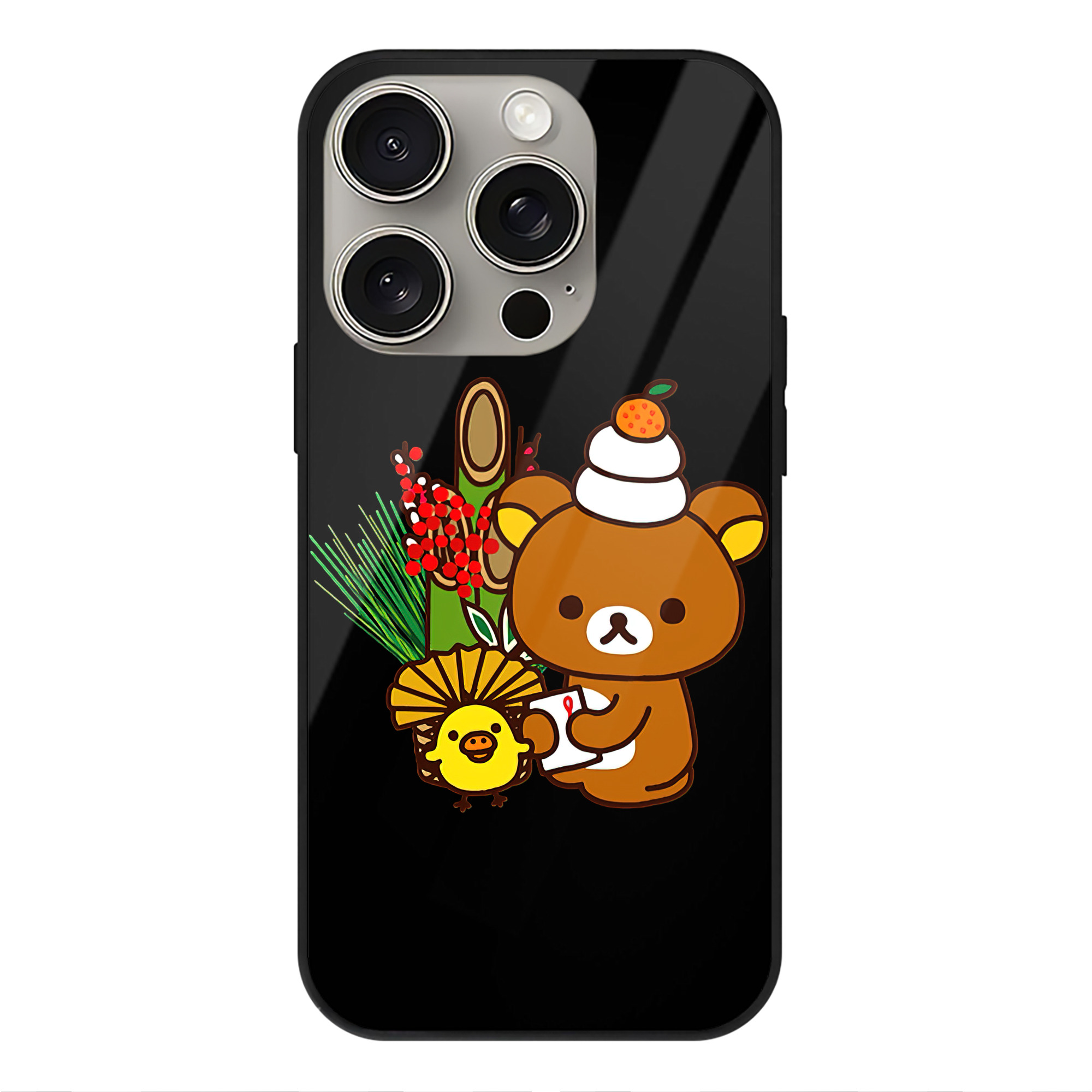（画像用） リラックマ リラックマ キイロイトリ Rilakkuma Korilakkuma Kiiroitori 【iPhone15Pro対応】スマホケース 耐衝撃＆黄変防止 背面ガラス