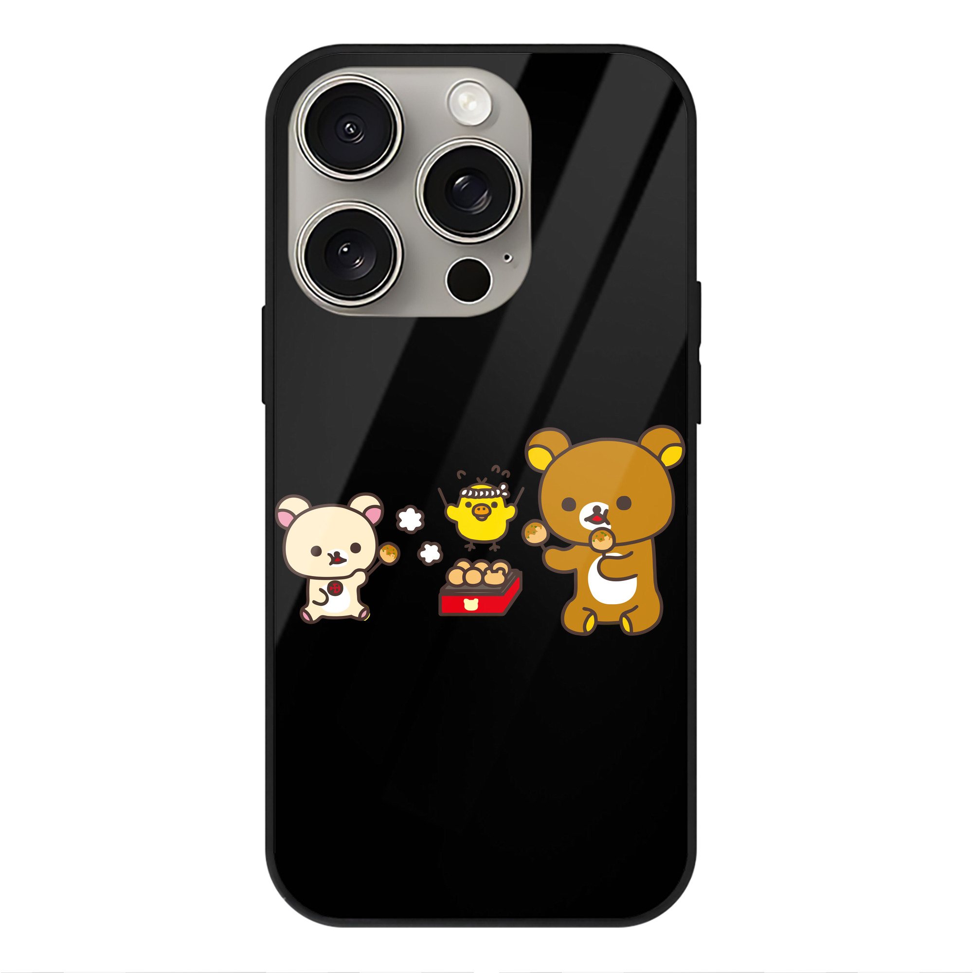 （画像用） リラックマ リラックマ キイロイトリ Rilakkuma Korilakkuma Kiiroitori 【iPhone15Pro対応】スマホケース 耐衝撃＆黄変防止 背面ガラス